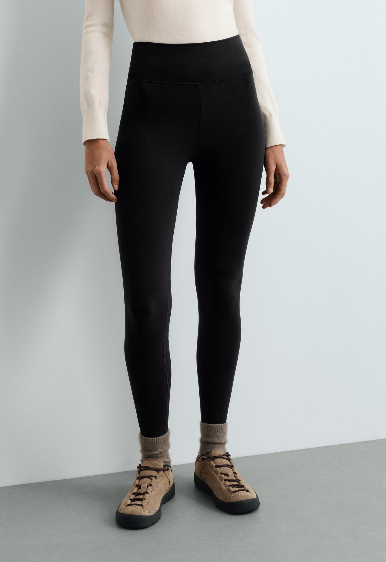 Ankle-length Super High Rise Extra warm Seamless leggings — BLACK