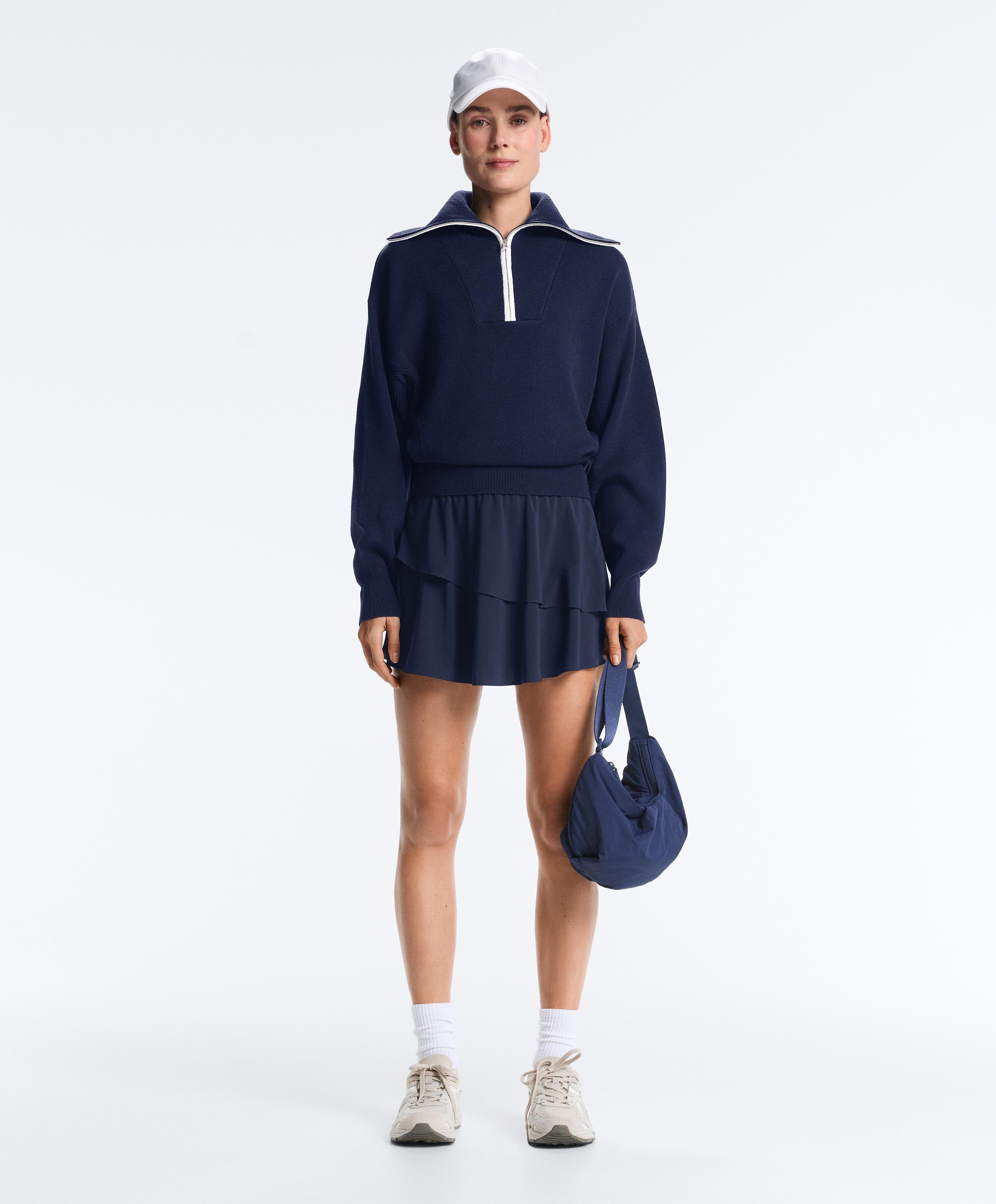 Comfortlux high-rise short skirt with ruffled hem — NAVY BLUE