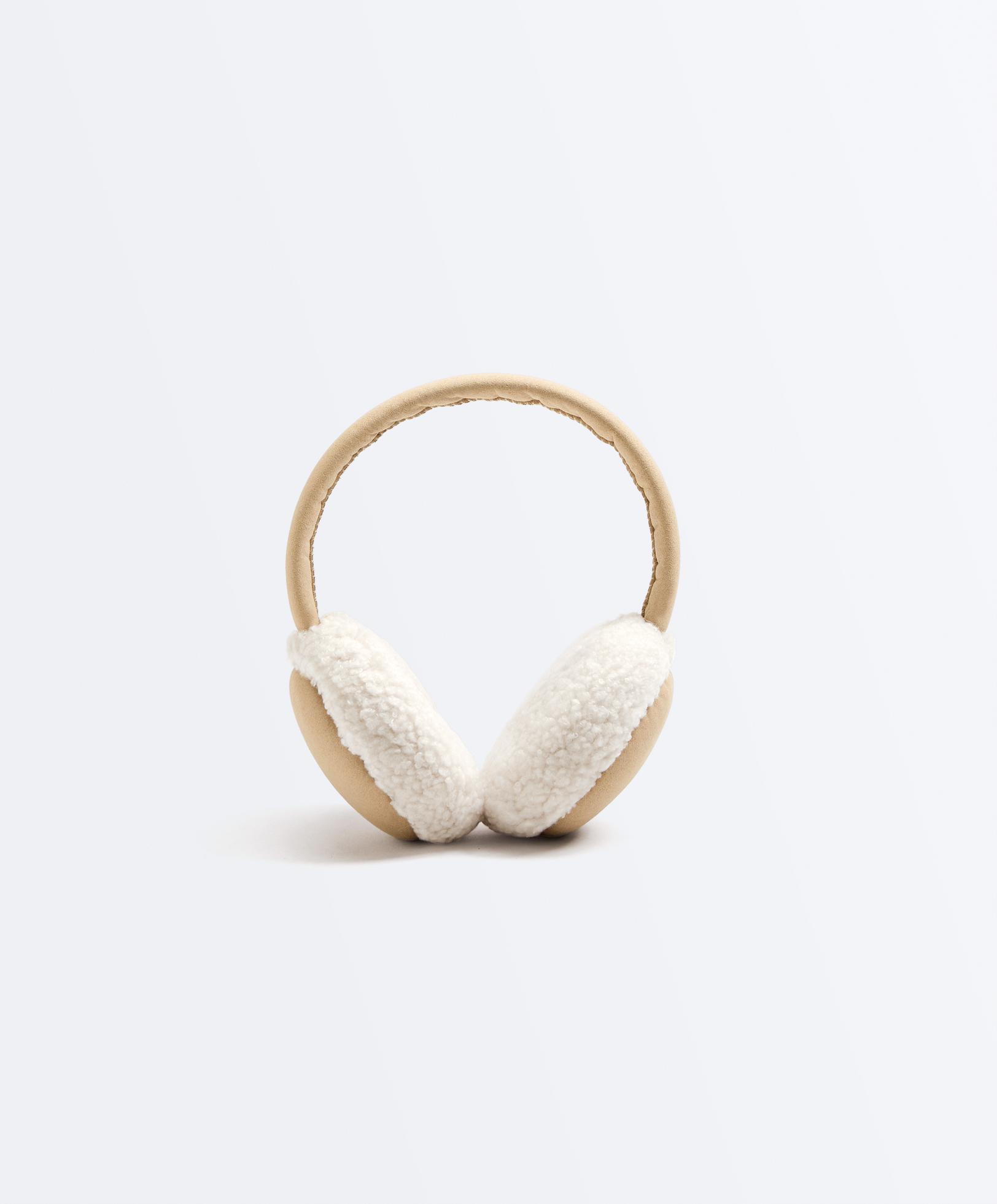 Contrast faux shearling ear muffs - Sale