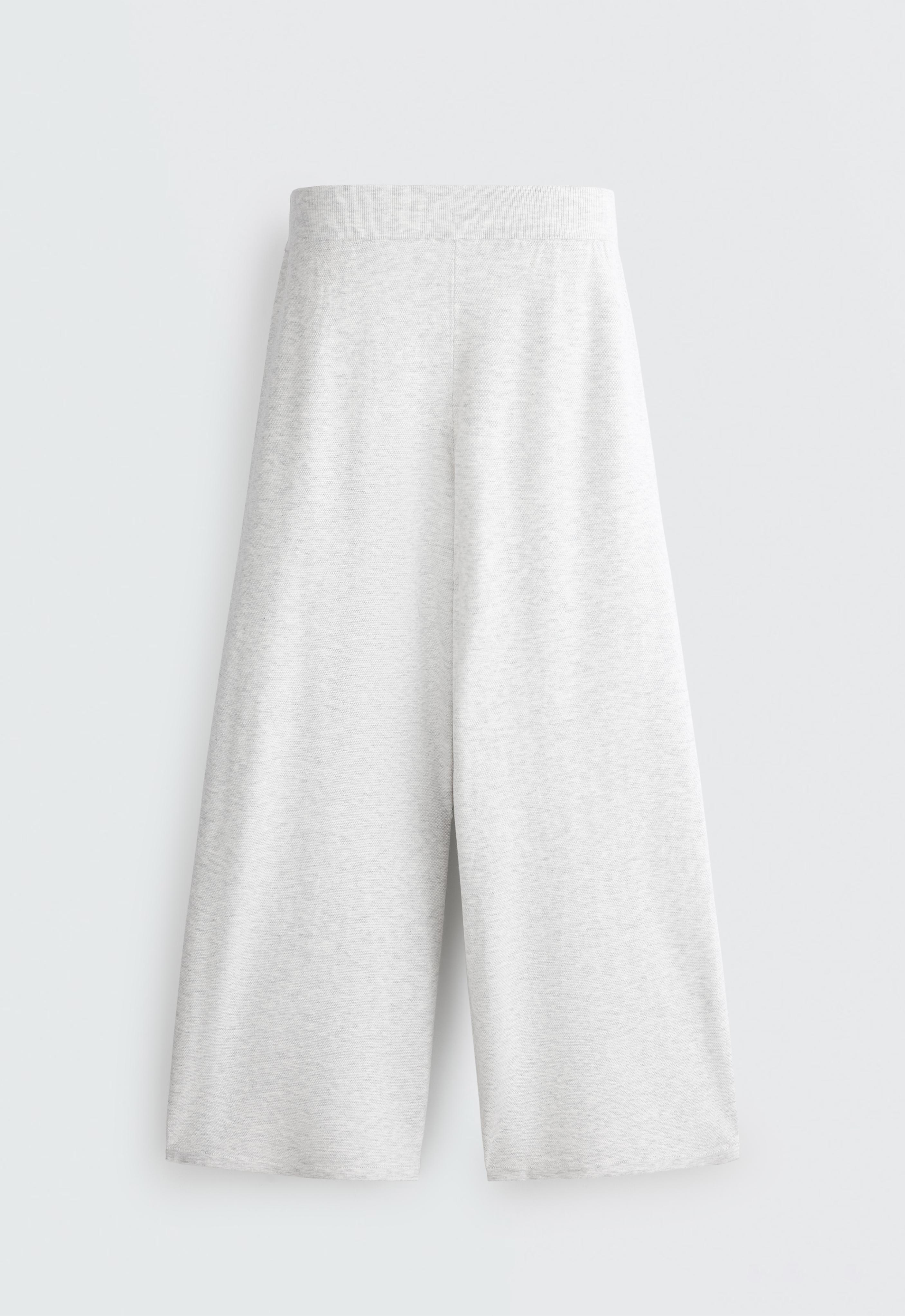 Straight-leg knit trousers — PALE GREY MELANGE