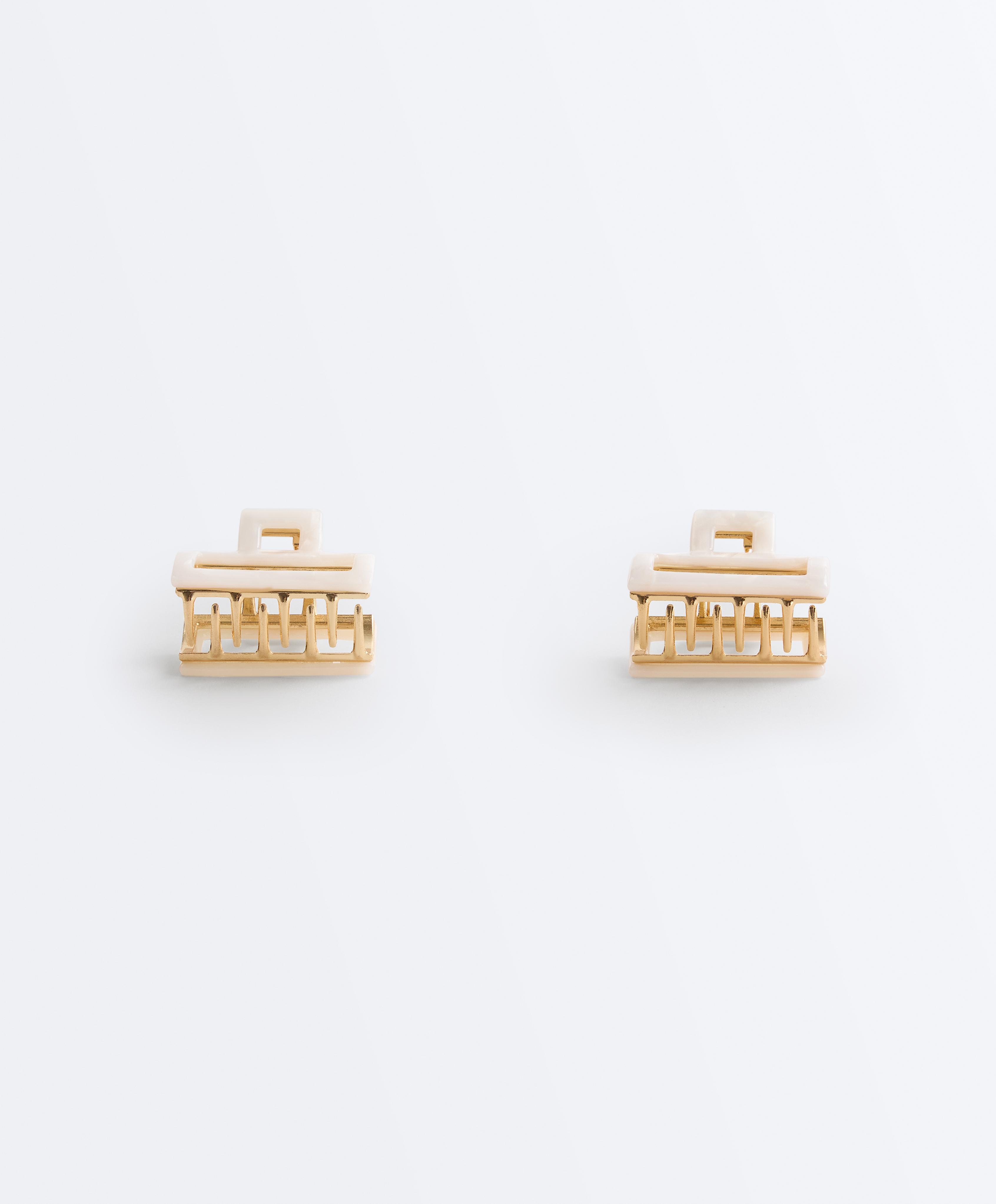2 square metallic hair clips — QUARTZ