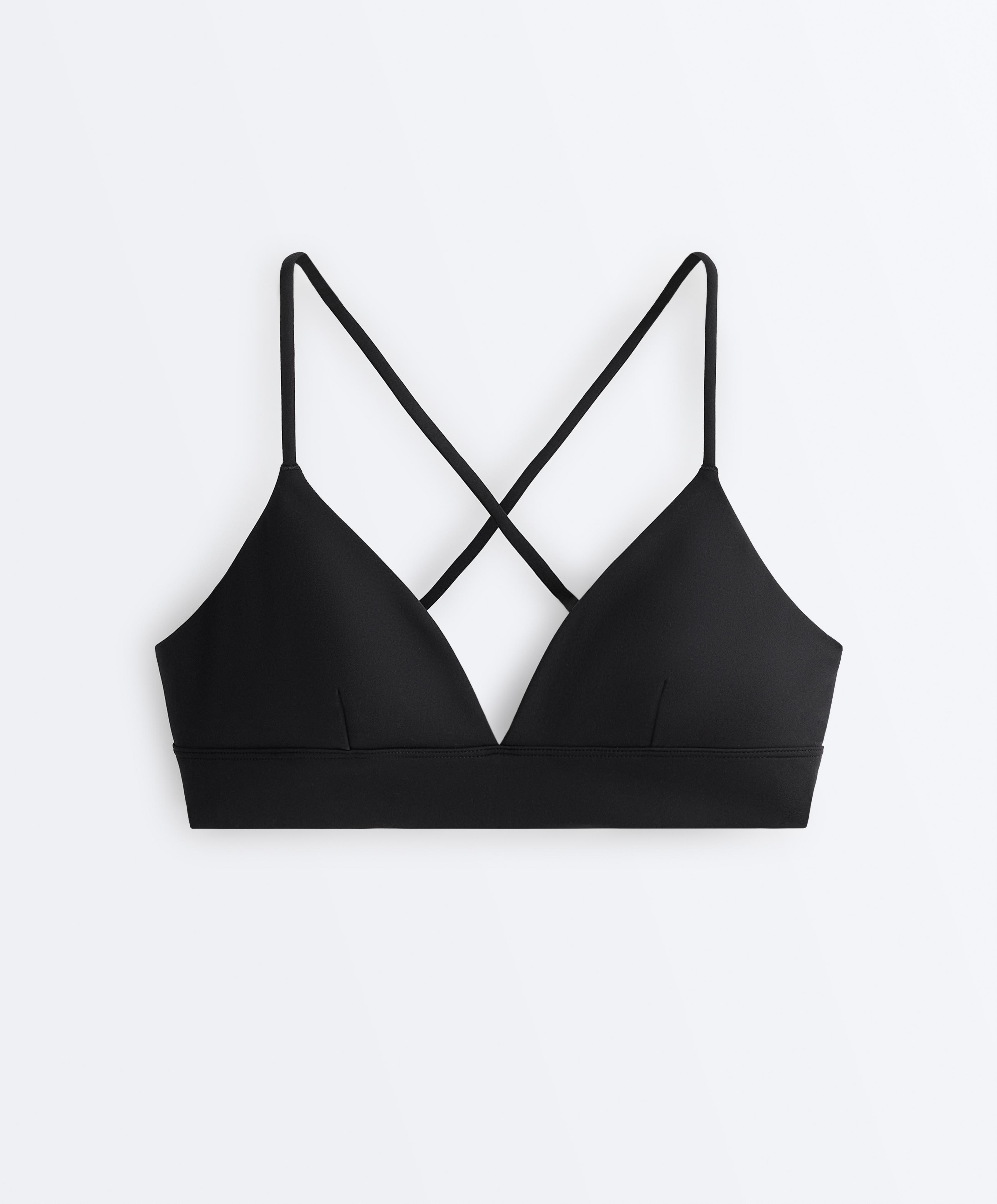 Comfortlux low-support triangle sports bra — BLACK