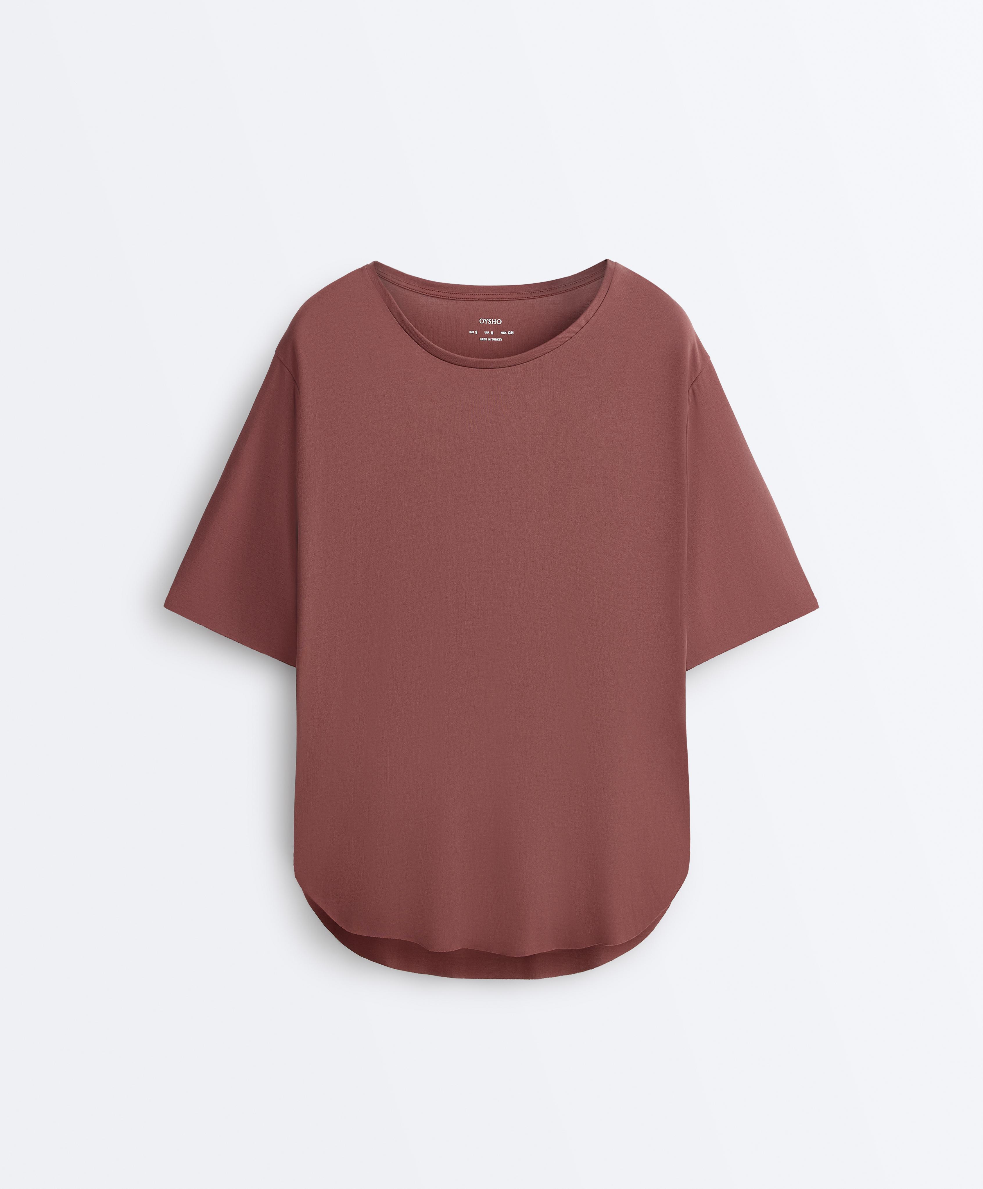 Modal blend short-sleeved T-shirt with rounded back hem