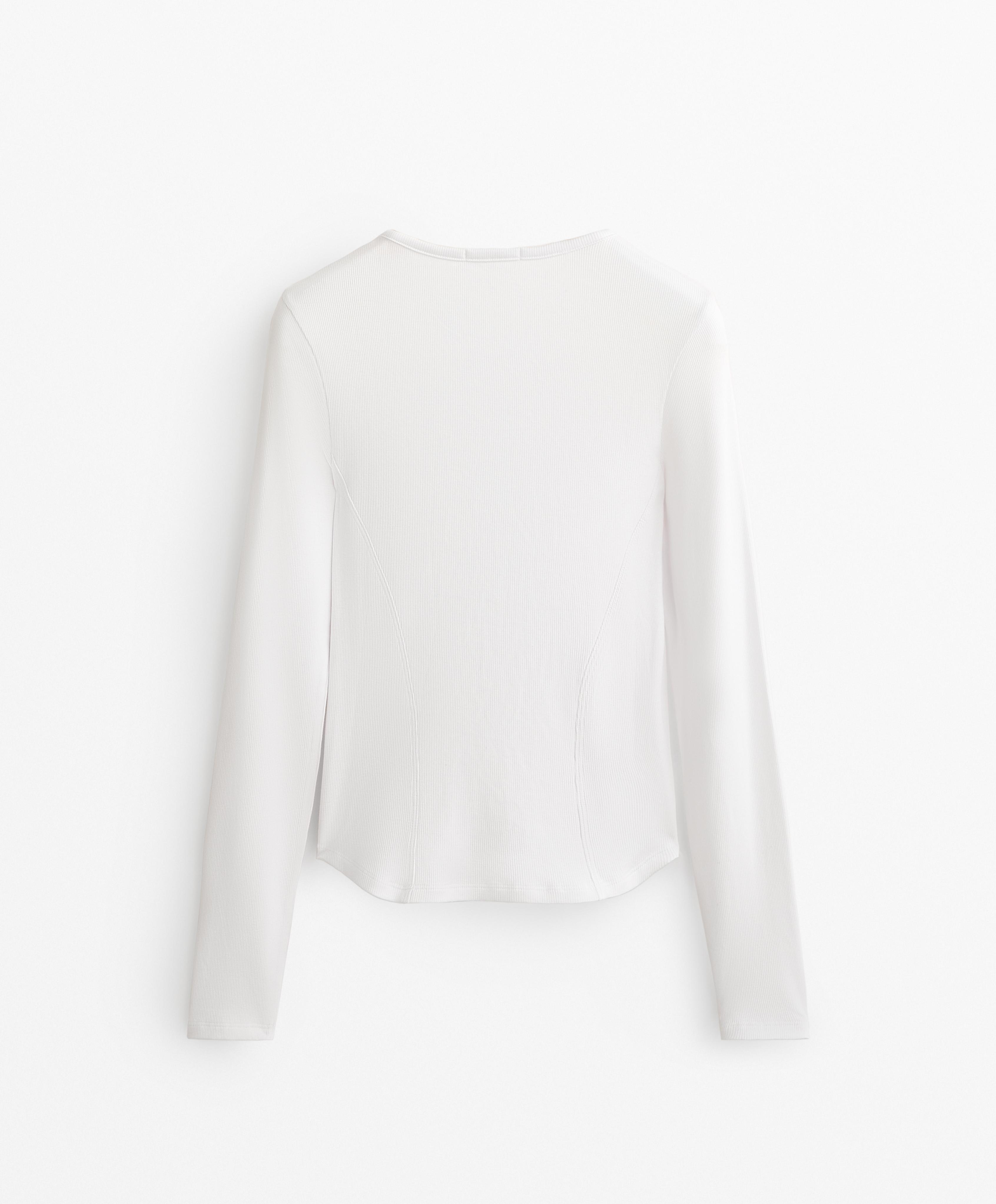 Camiseta rib manga larga con algodón y modal