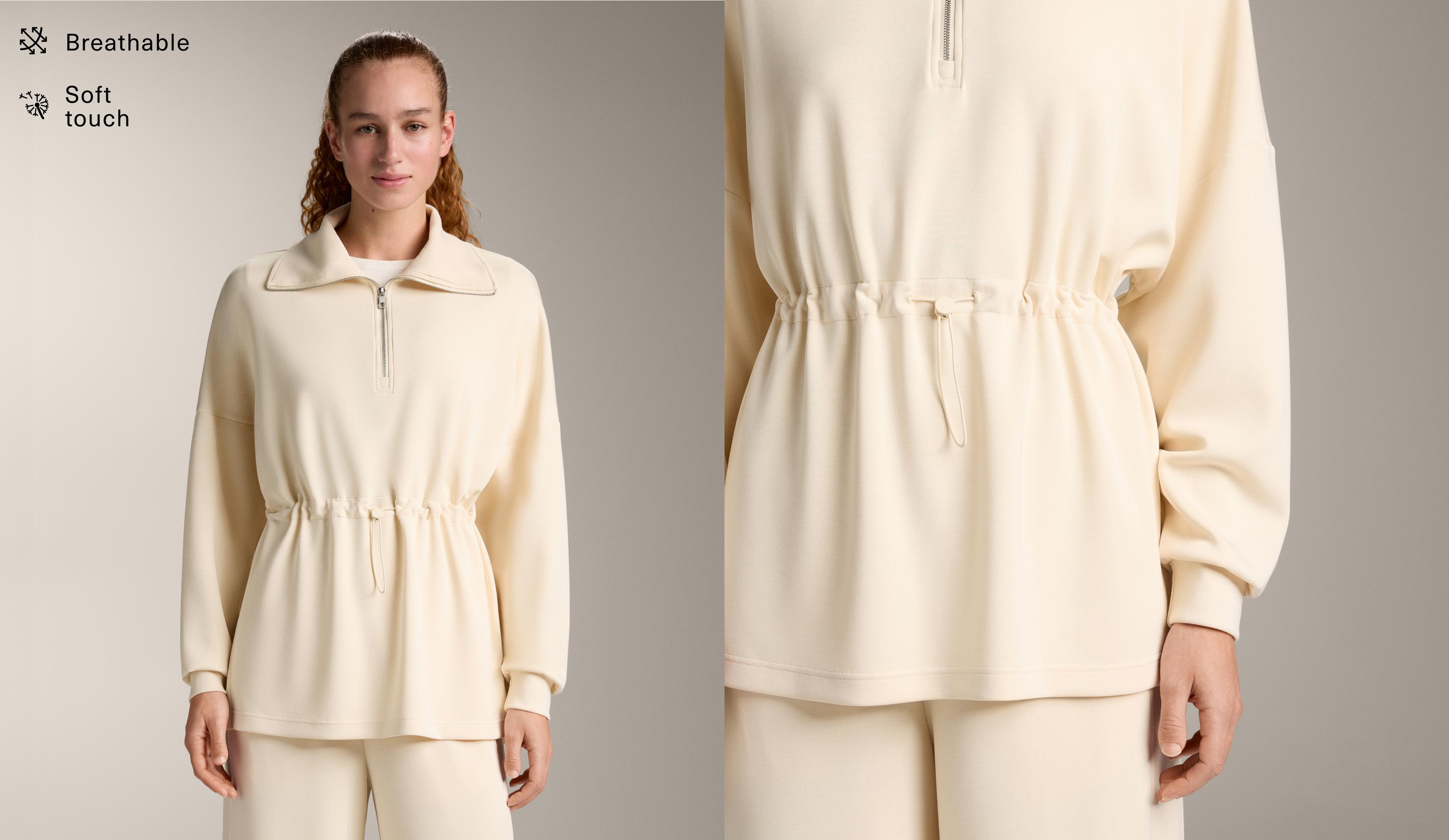 سويت شيرت بنصف سحاب من المودال ناعم الملمس - تنزيلات