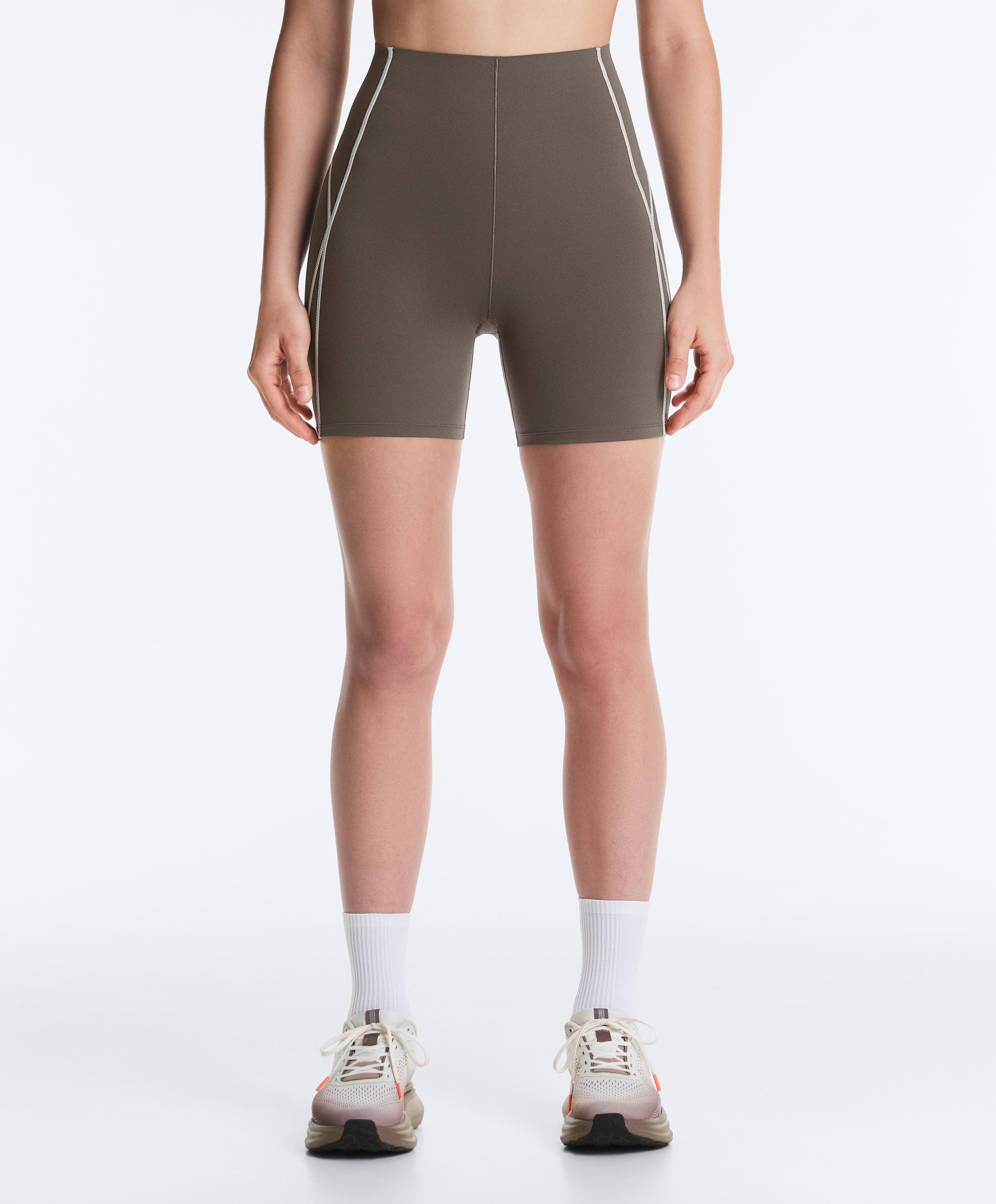 Perfect-adapt 15cm high-rise cycle leggings with seams — CHARCOAL GREY