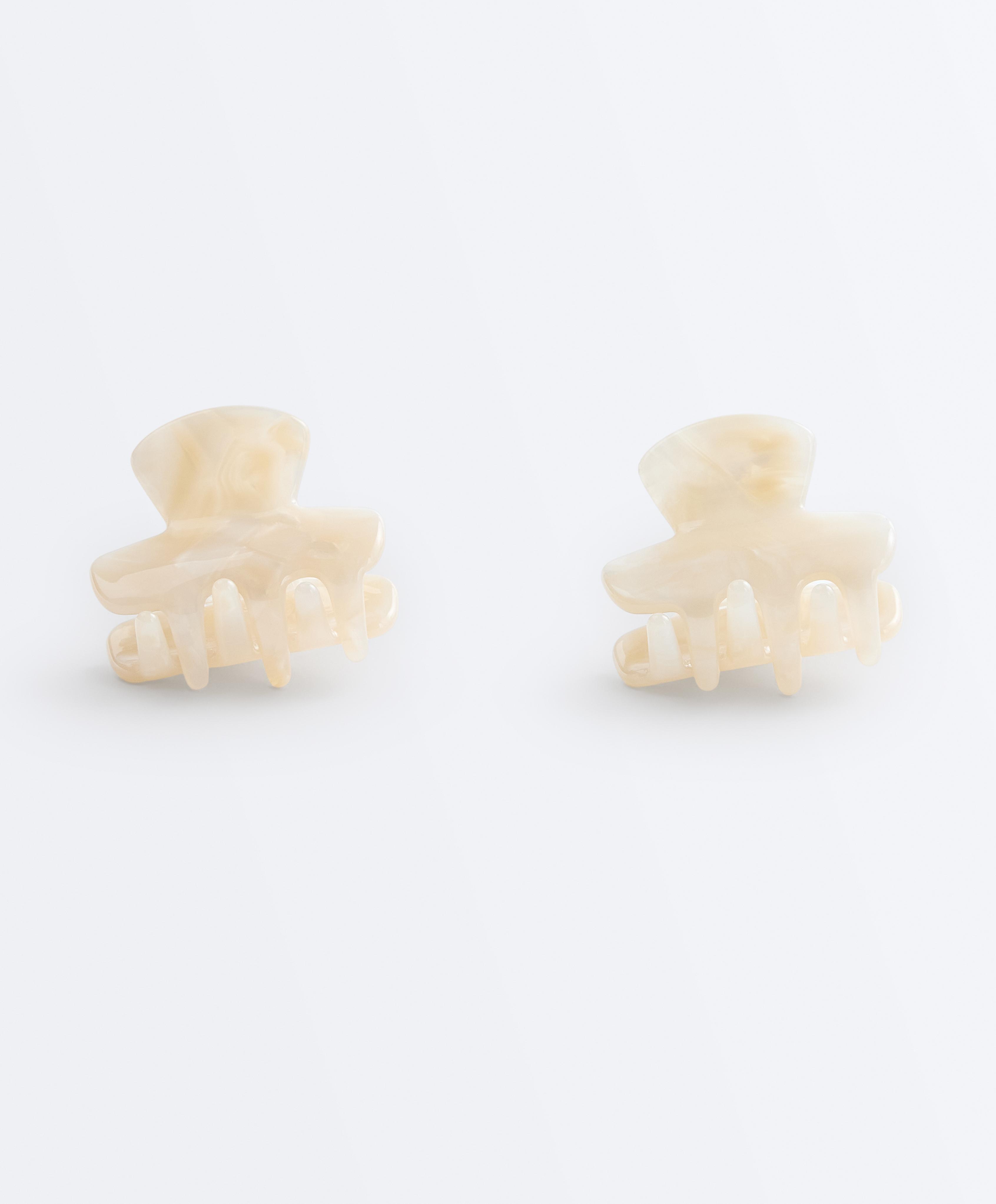 2 mini hair clips — OATMEAL