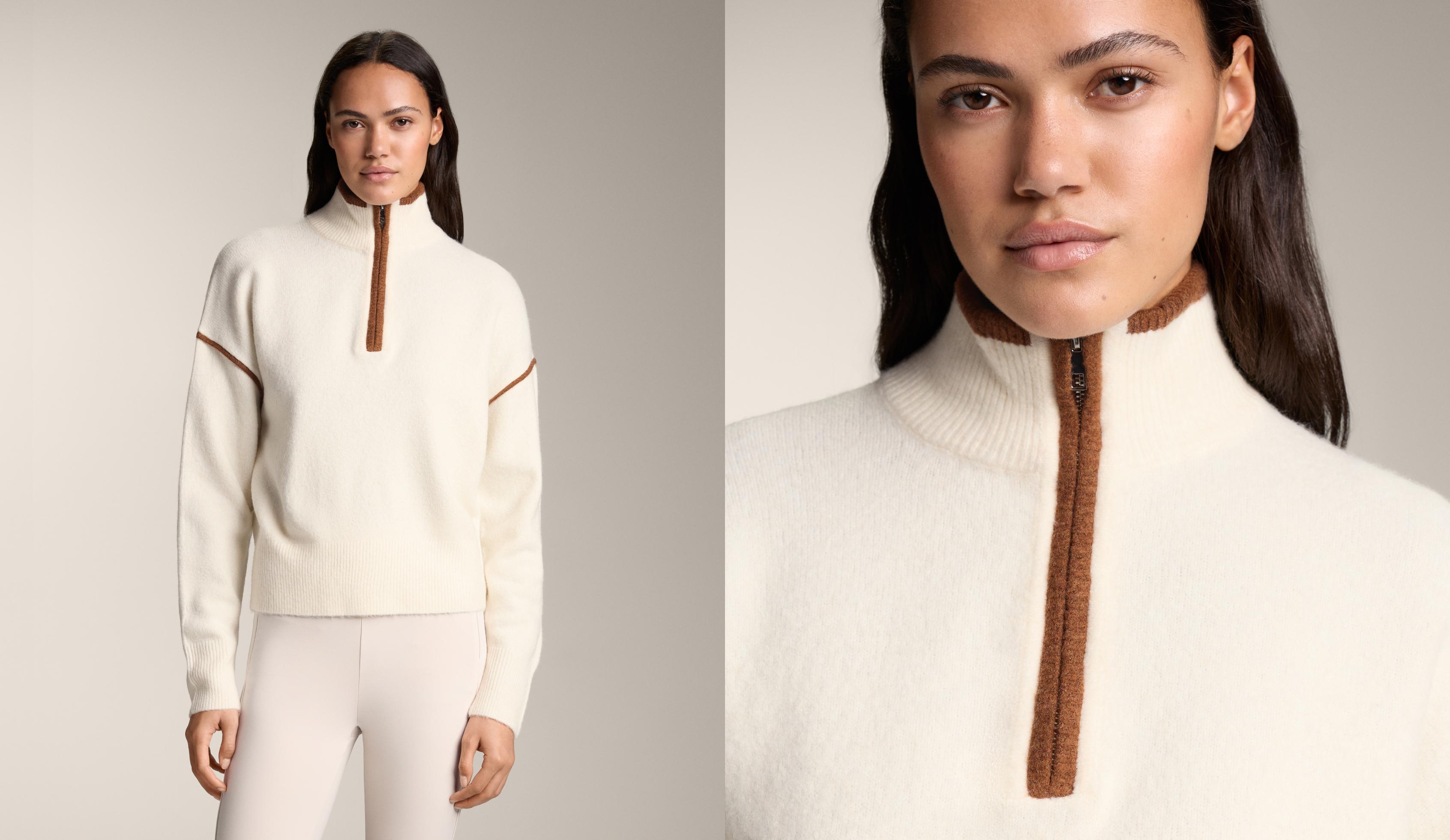 Raised neck jumper with contrast details Raised neck jumper with contrast details