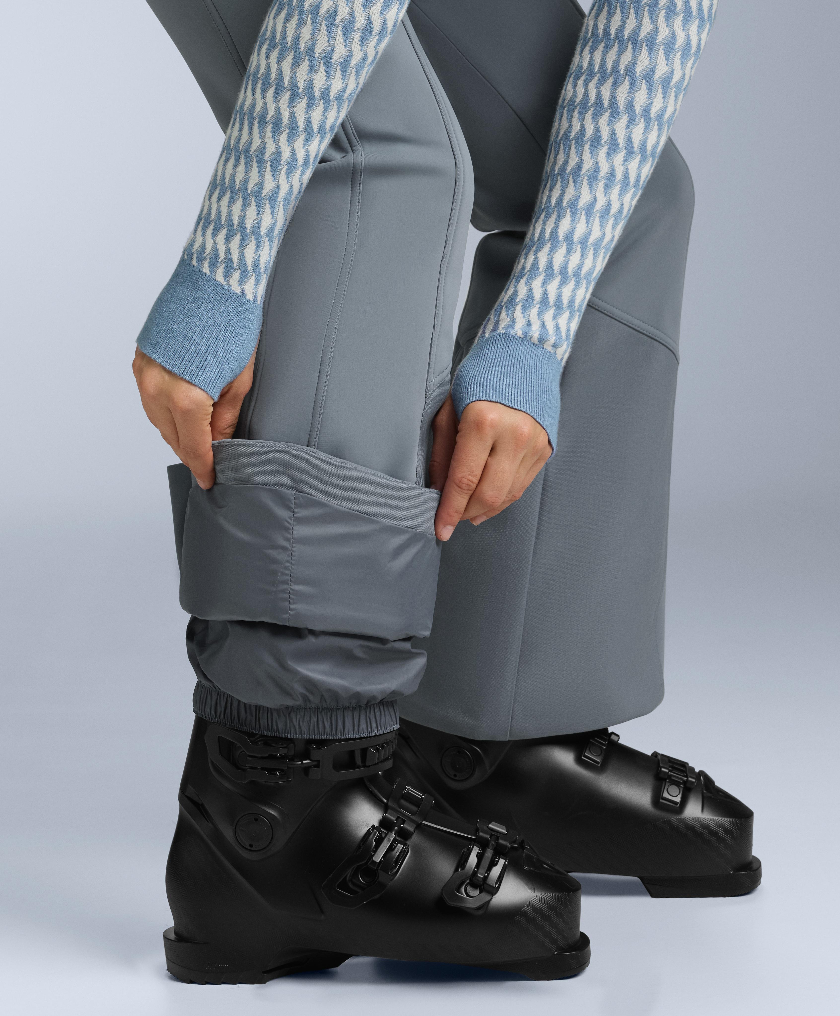 Water-resistant high-rise flare stretch SKI trousers — GREY-BLUE