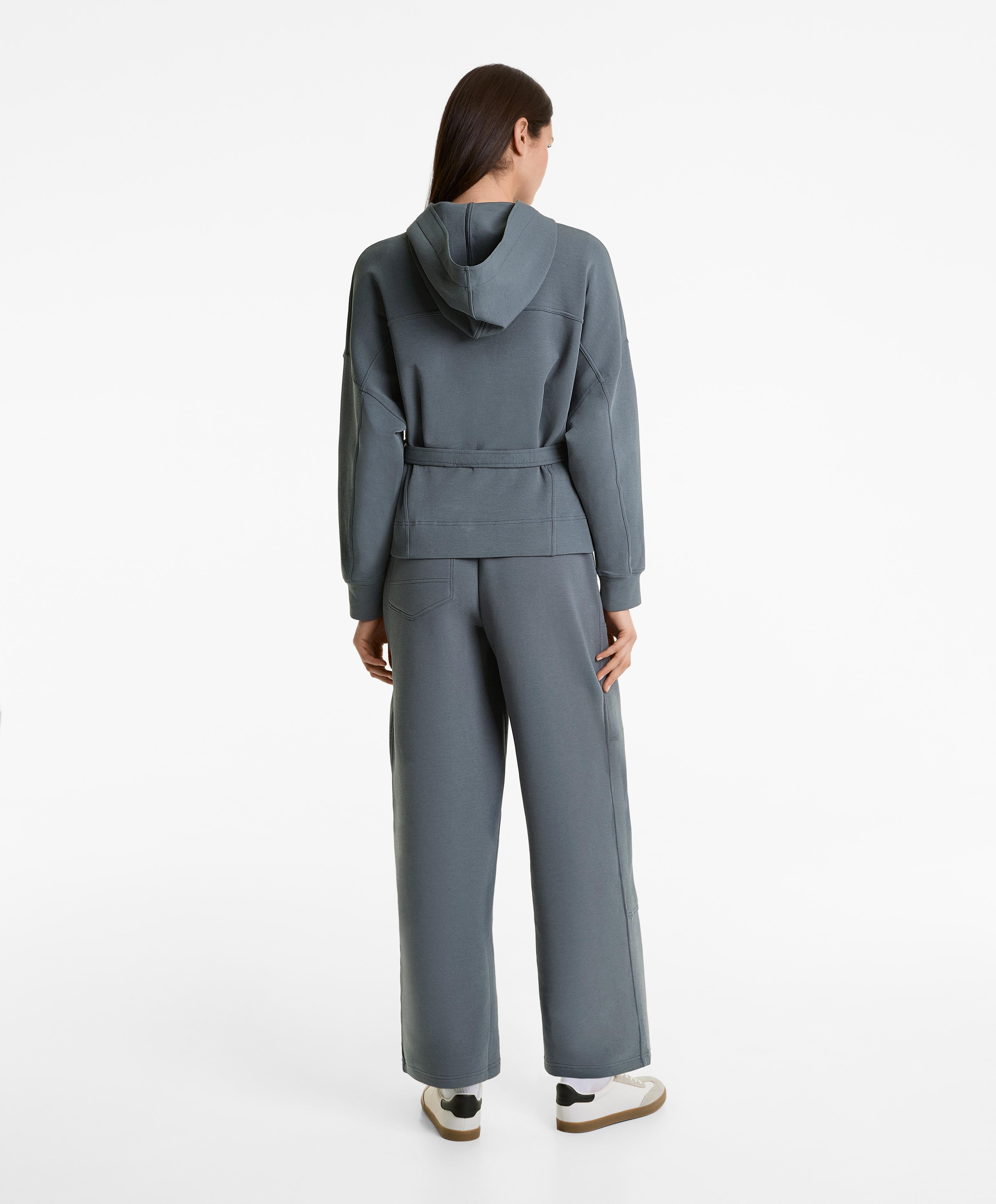 Blue cotton blend straight-leg tracksuit