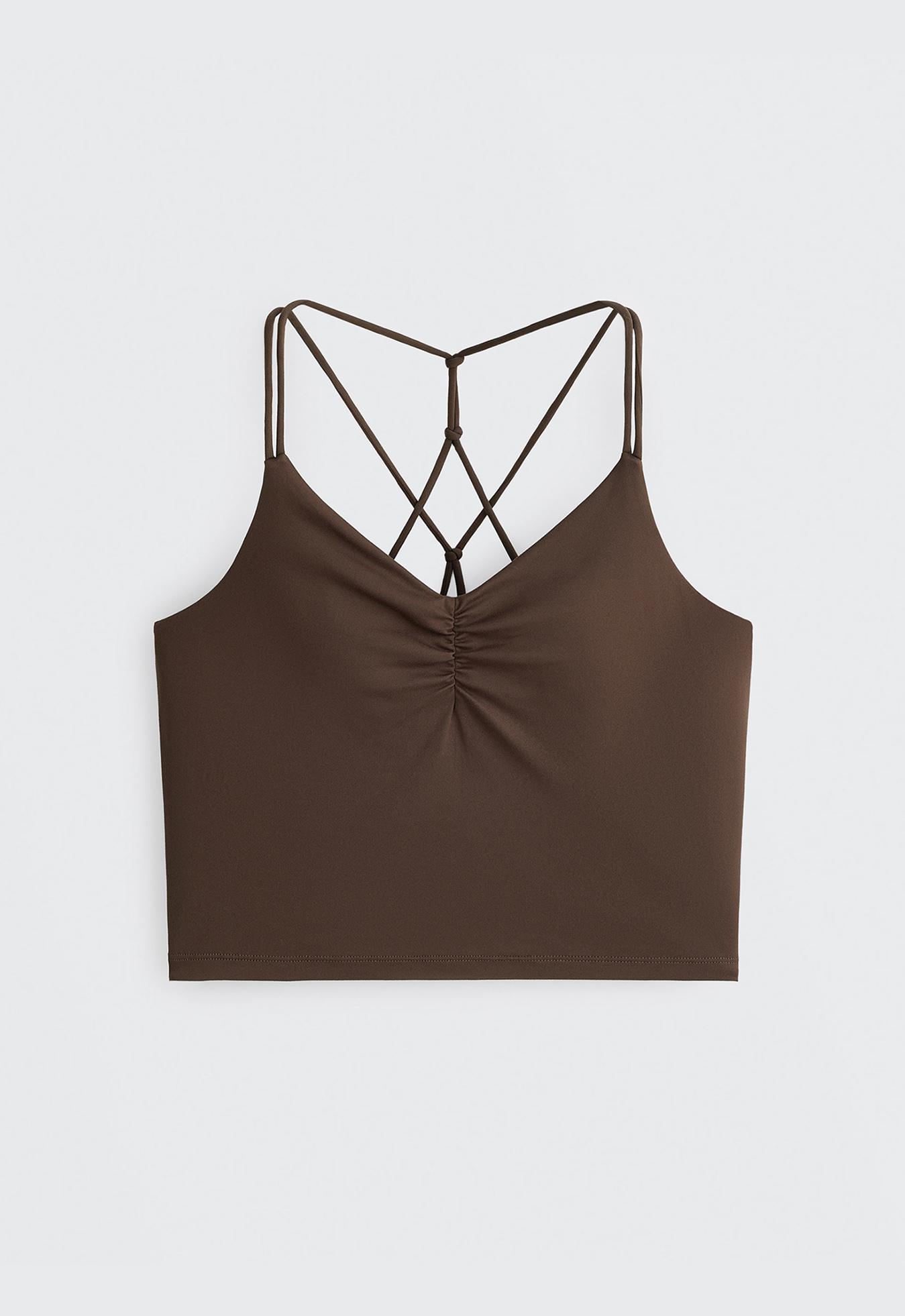 Comfortlux crossover strap tank top — DARK BROWN