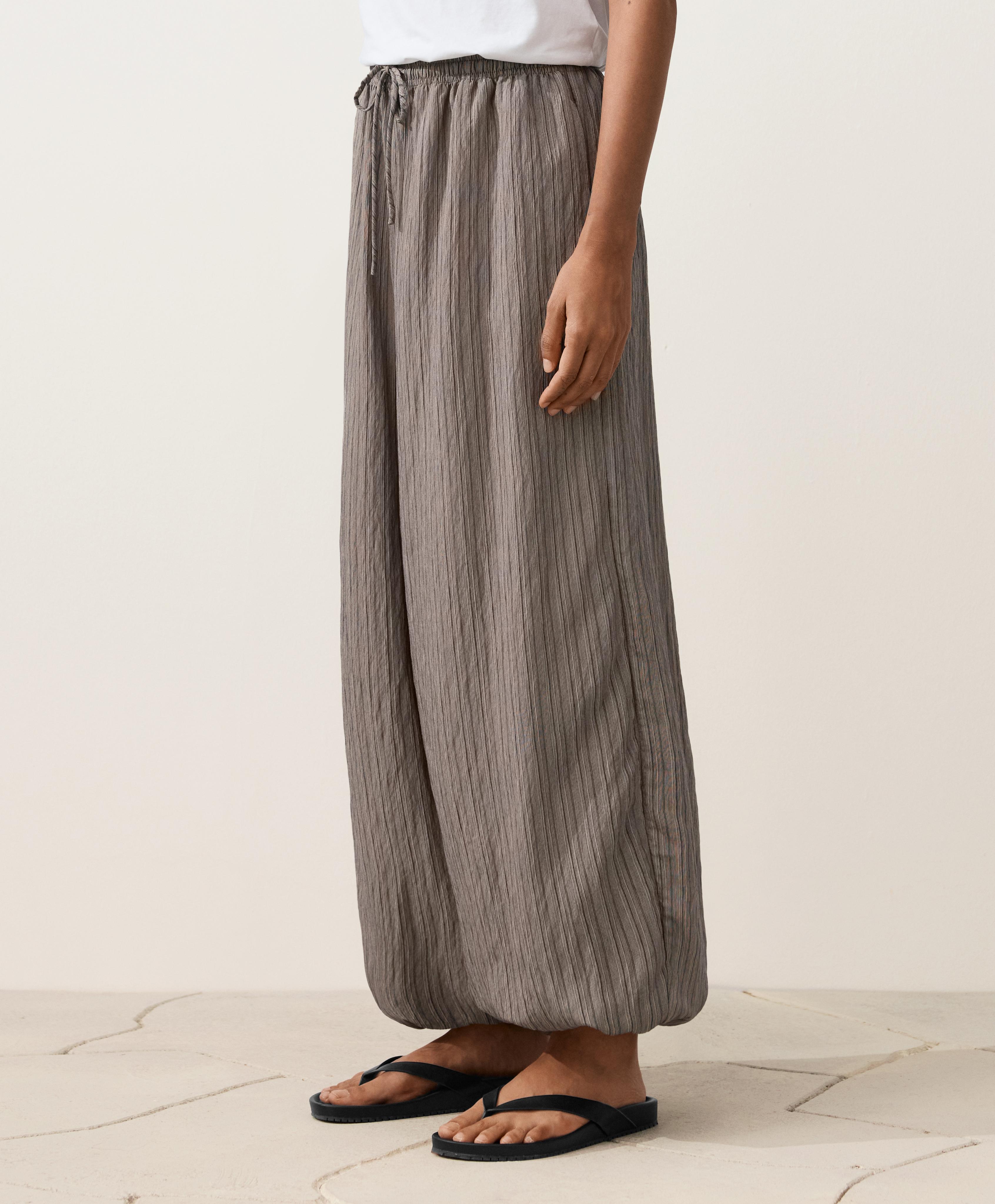 Modal blend striped bloomer trousers — CHARCOAL GREY