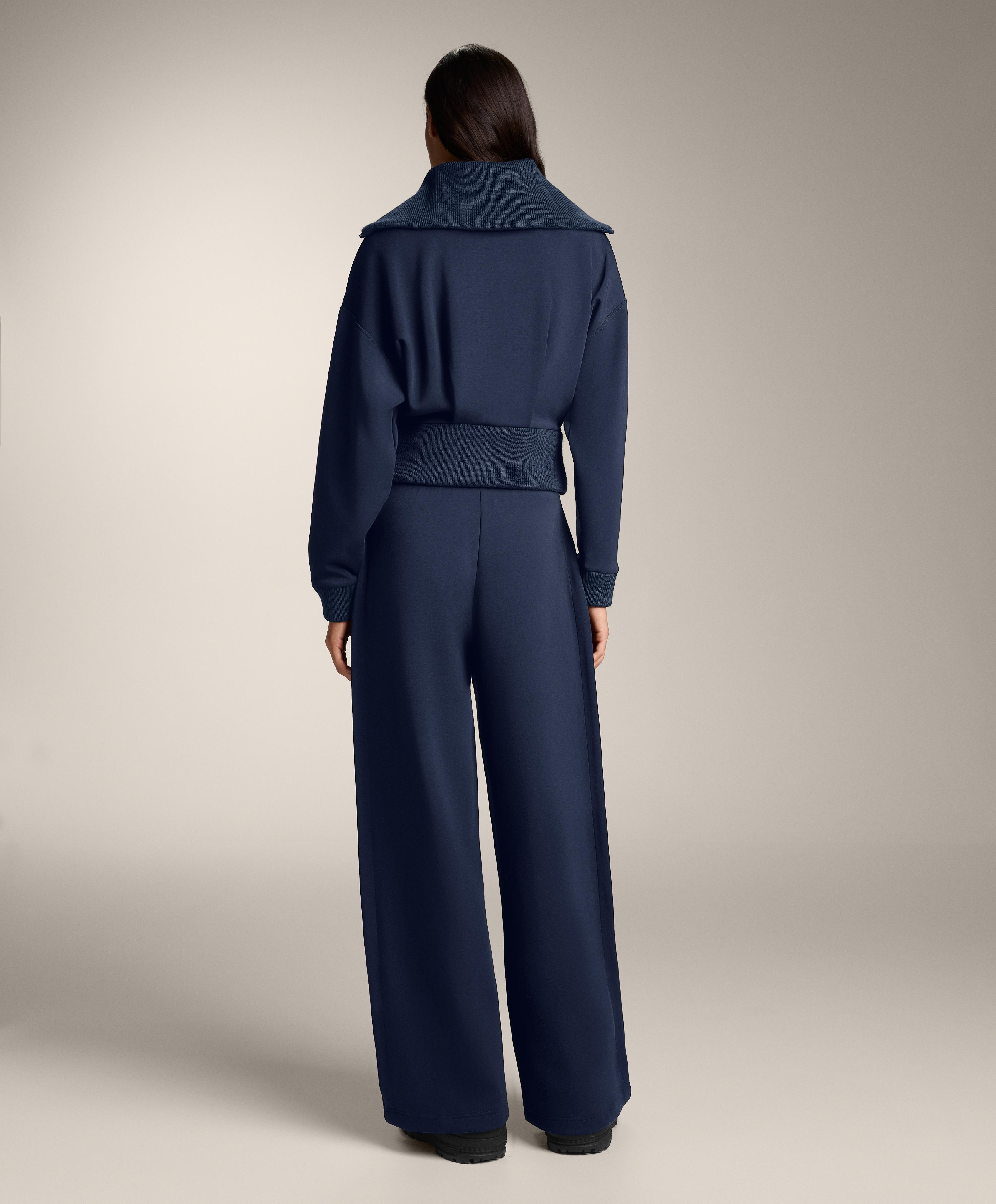 Cocoon trousers with side pleat and brushed modal — NAVY BLUE