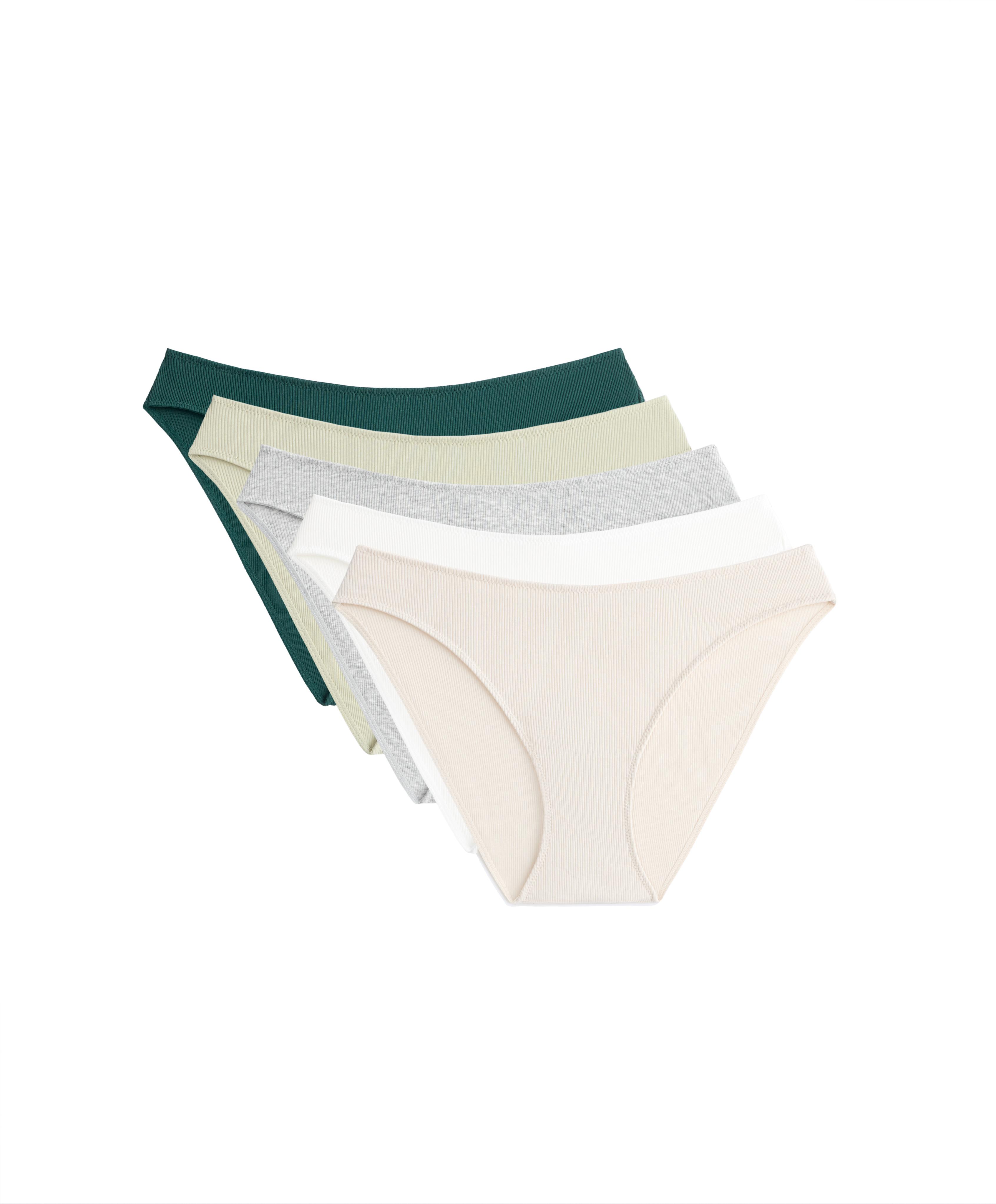 5 cotton rib U-cut classic briefs — MID KHAKI