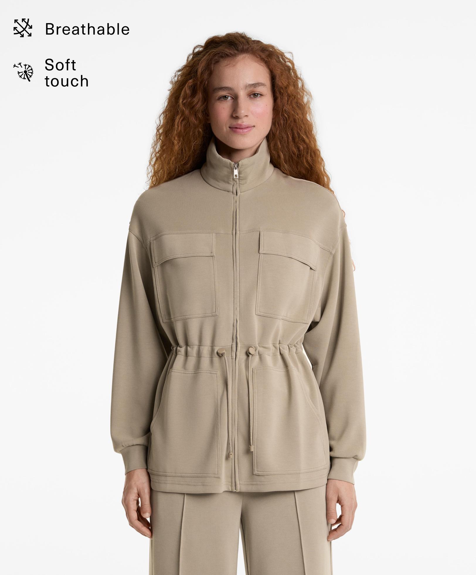 Chaqueta larga bolsillos Soft Touch con modal