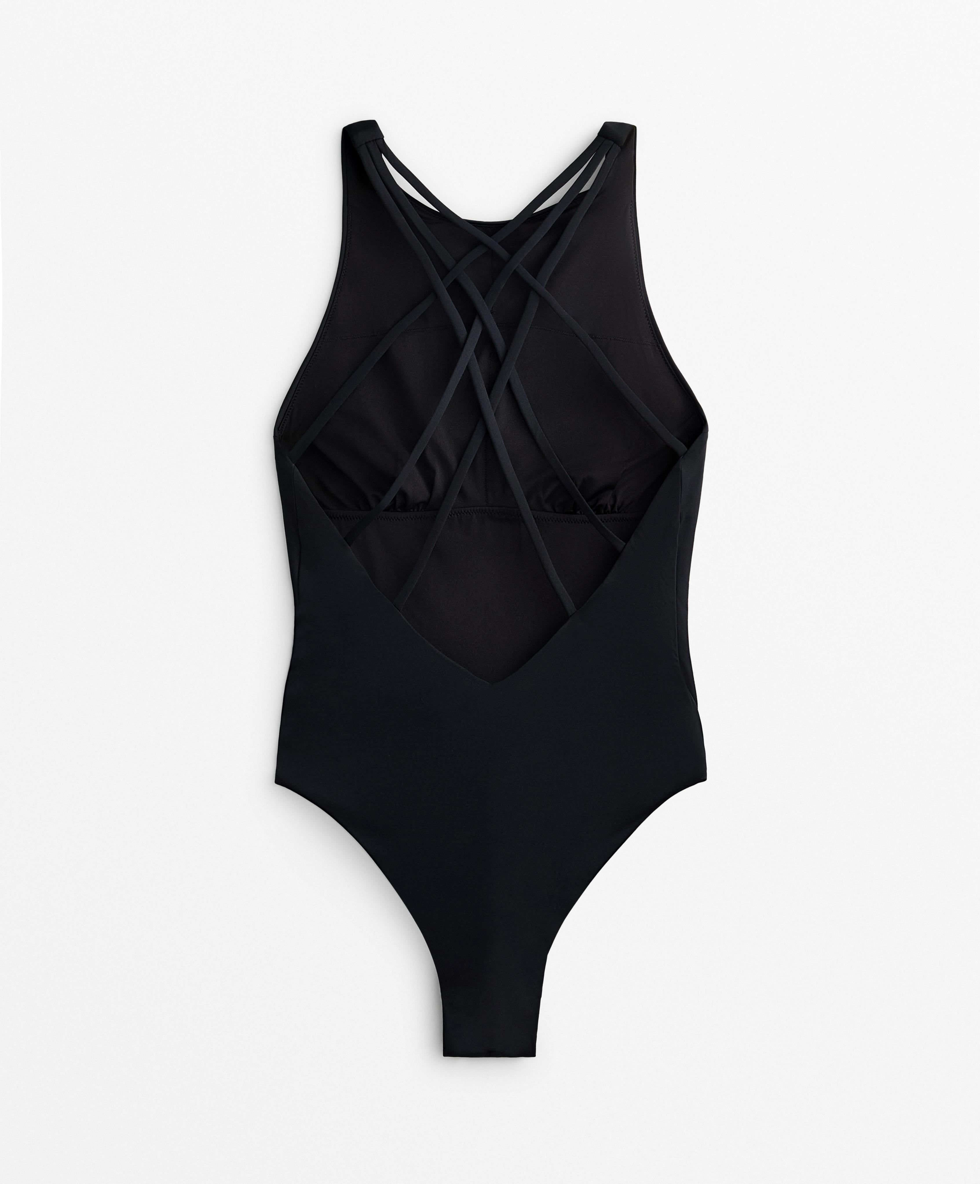 Crossover strap halter swimsuit