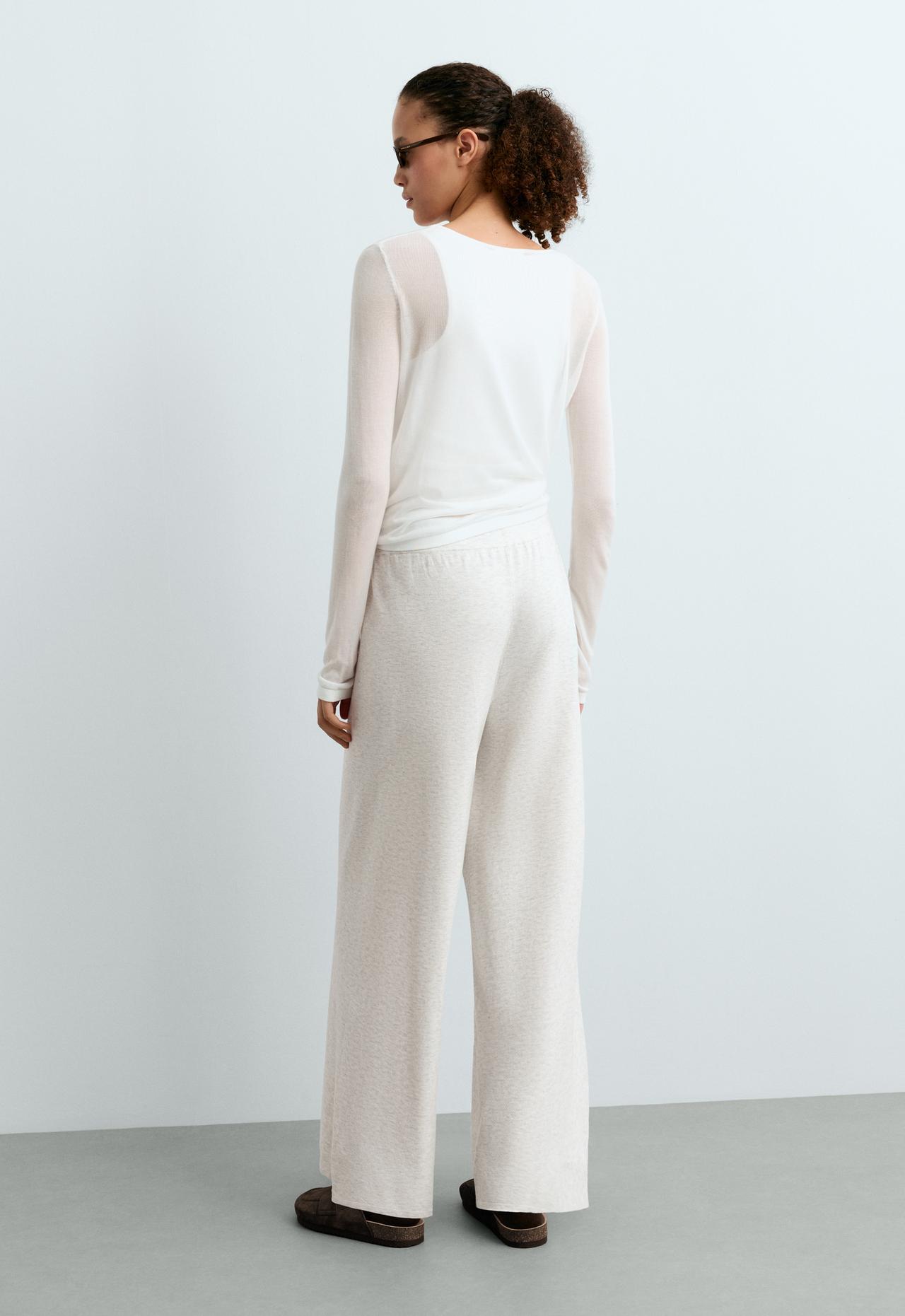 Straight-fit knit trousers — PALE GREY MELANGE