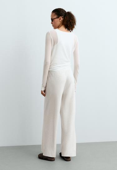 Straight-fit knit trousers — PALE GREY MELANGE 3