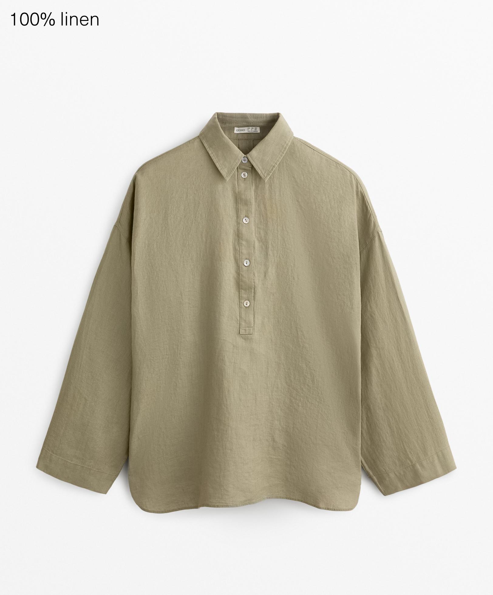 Oversize-Hemd aus 100% Leinen