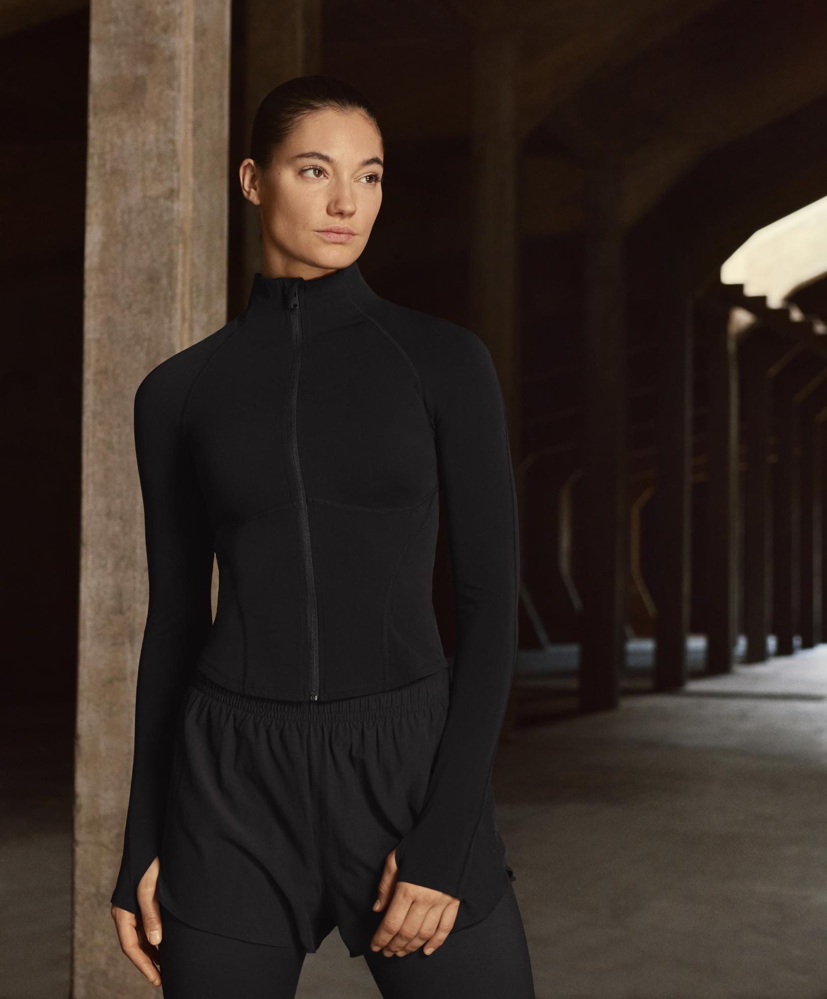 Light warm technical jacket with seams — BLACK