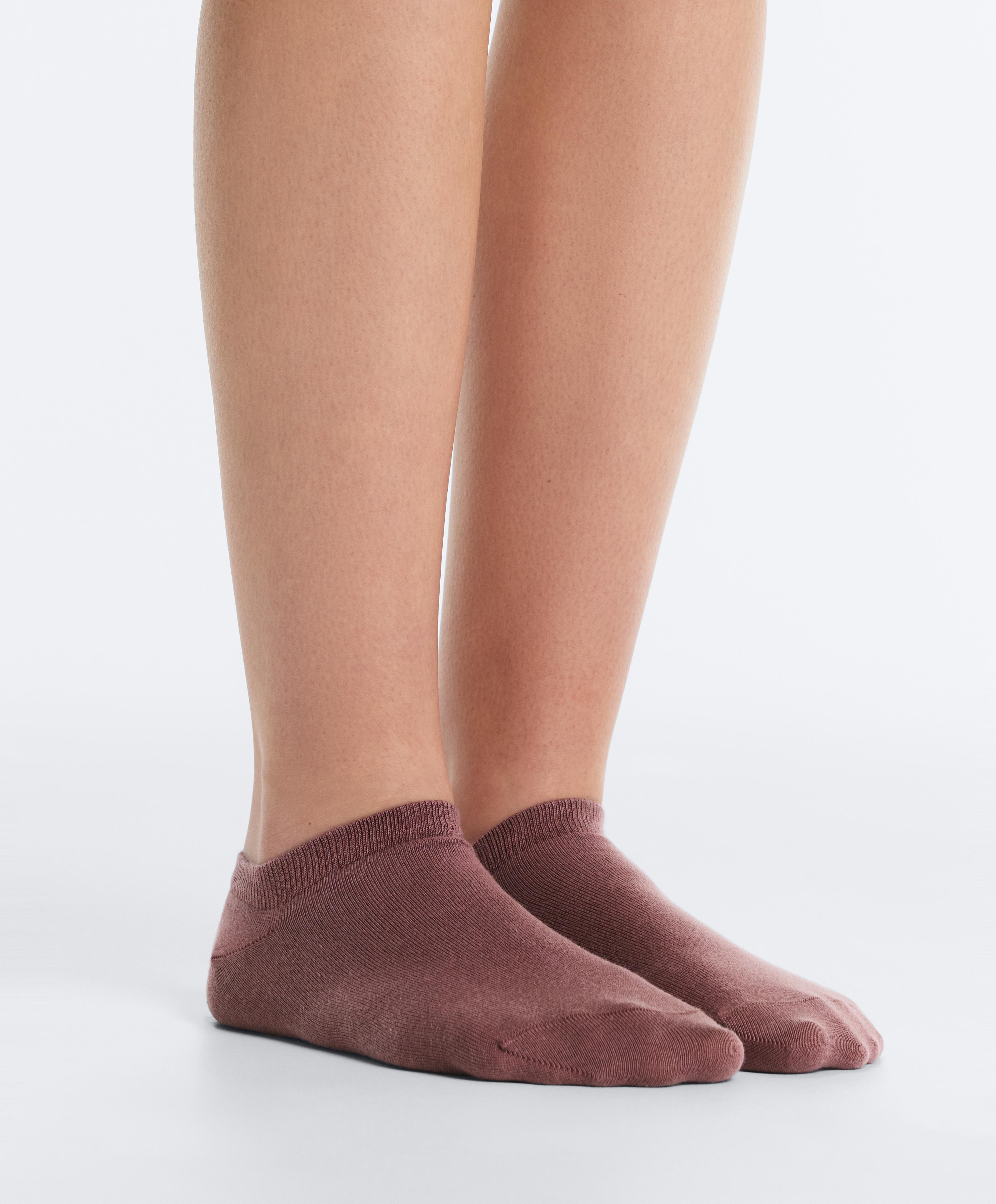 5 pairs of cotton blend sneaker socks — WASHED ROSE