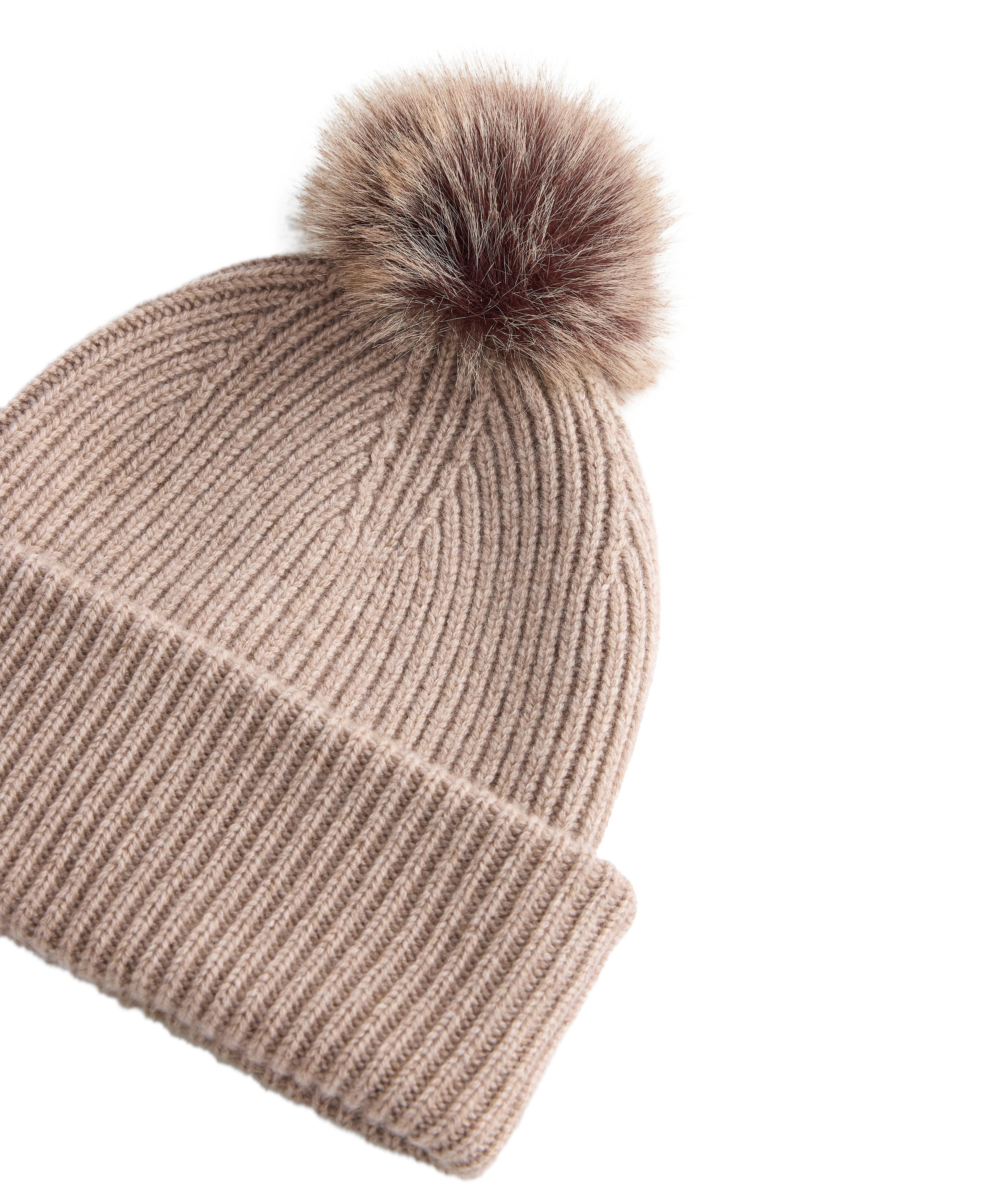 Wool blend knit pompom hat — SOFT MINK