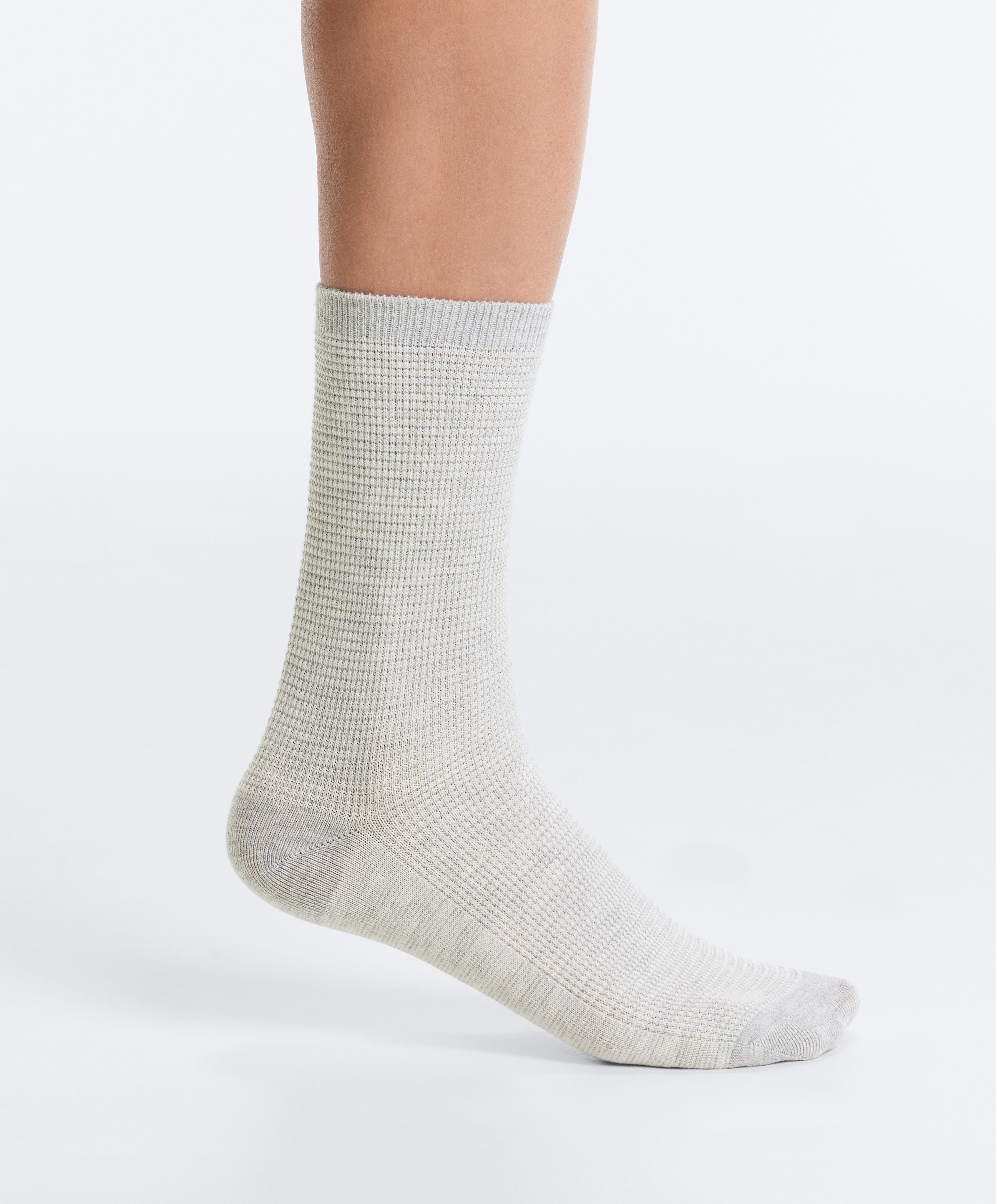 3 pairs of classic cotton textured socks — PINK-MAUVE