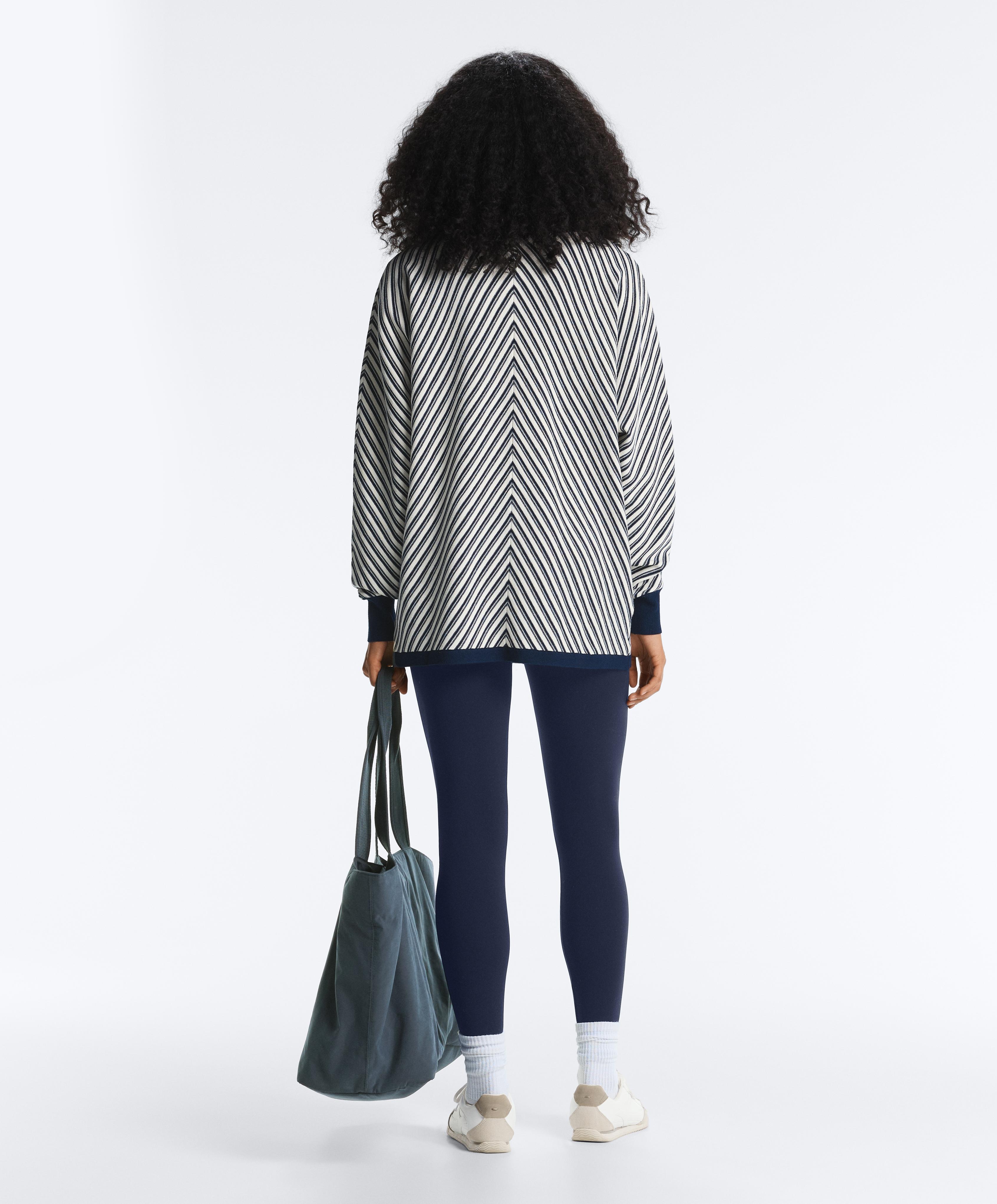Long diagonal stripe jumper — NAVY BLUE