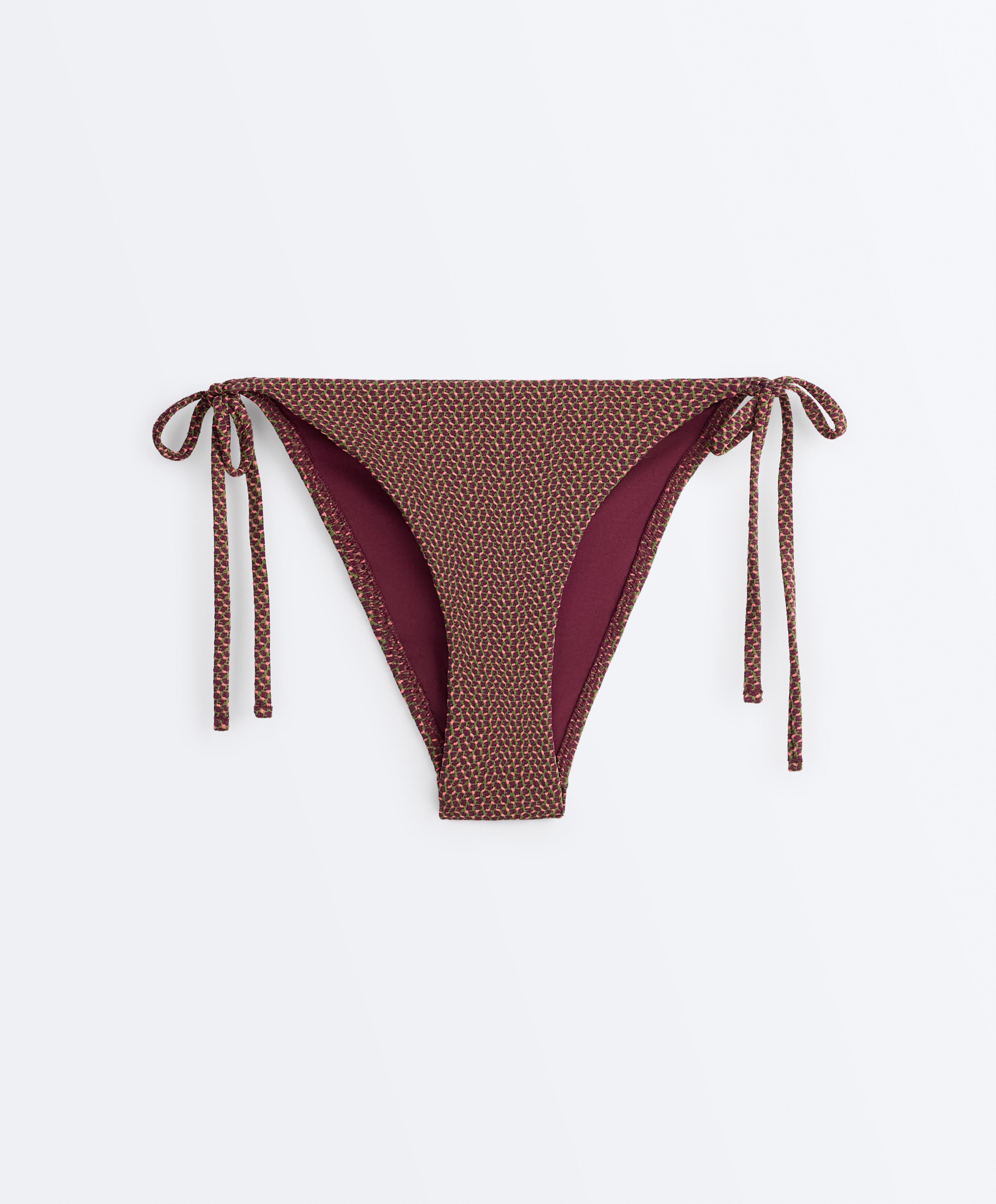 Medium-coverage geometric tie bikini briefs