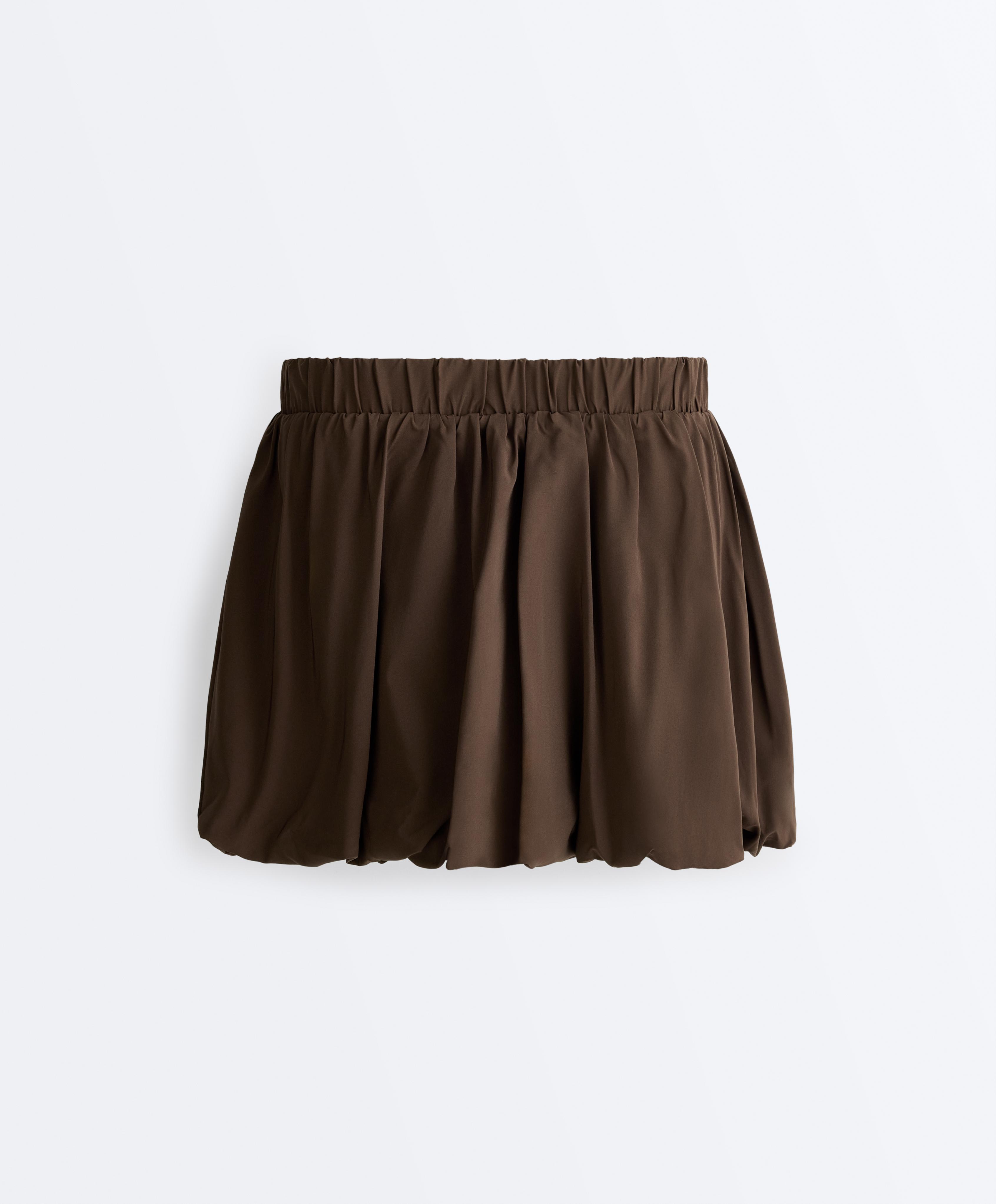 High rise Compressive balloon skirt — DARK BROWN
