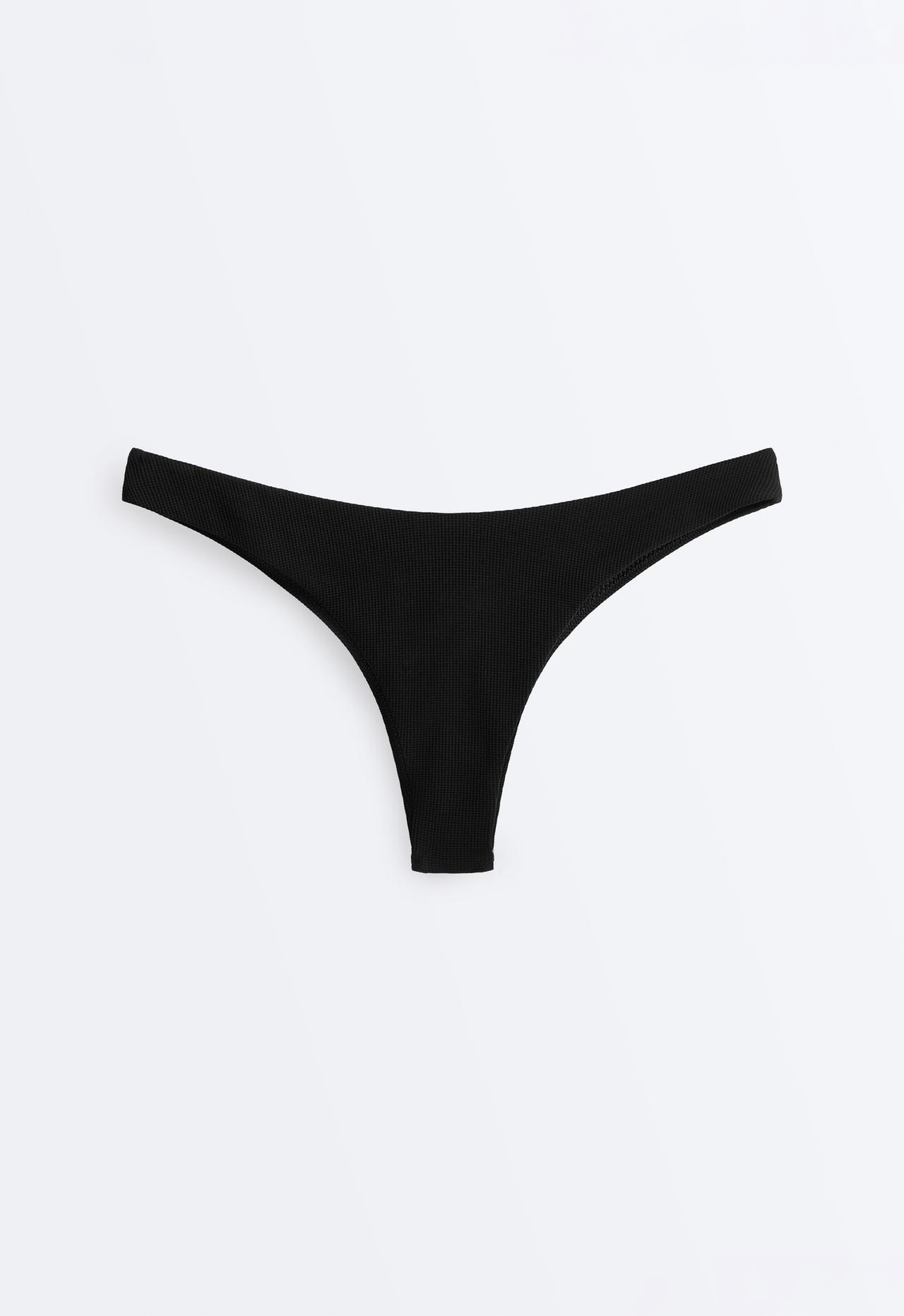Piqué Brazilian bikini briefs — BLACK