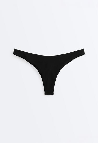 Piqué Brazilian bikini briefs — BLACK 7