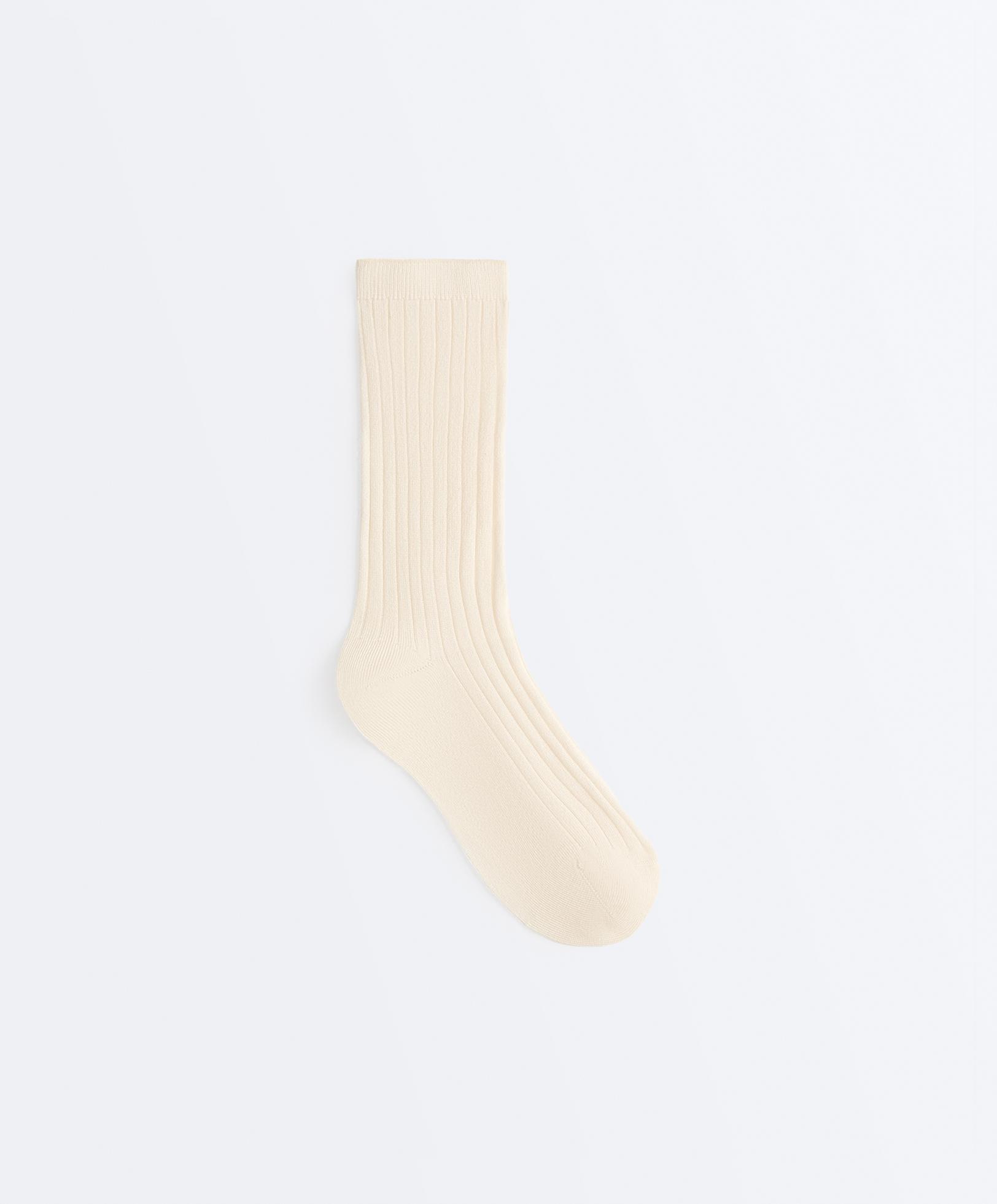Classic Rib silk blend sock — ECRU