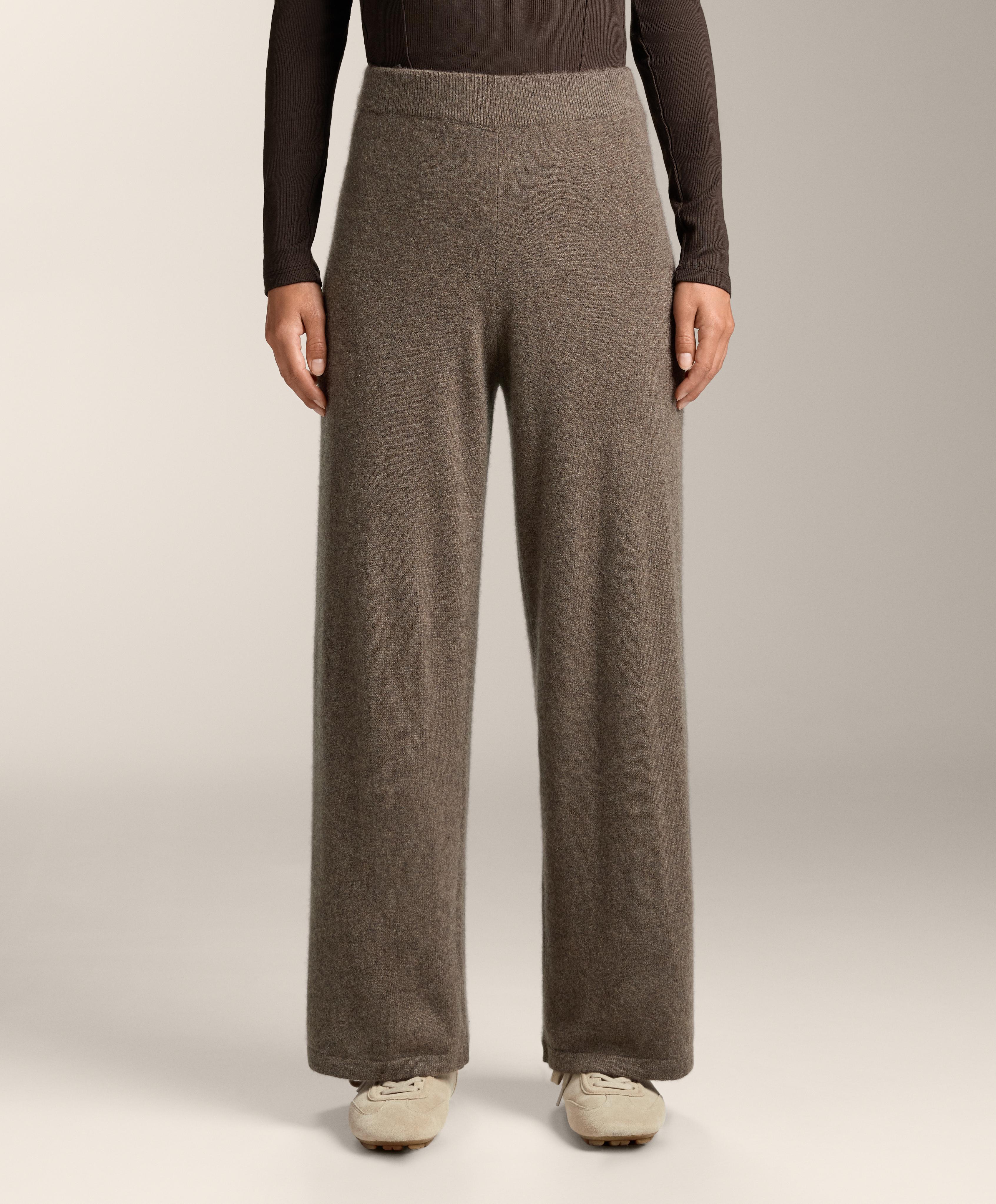Straight leg 100% cashmere trousers