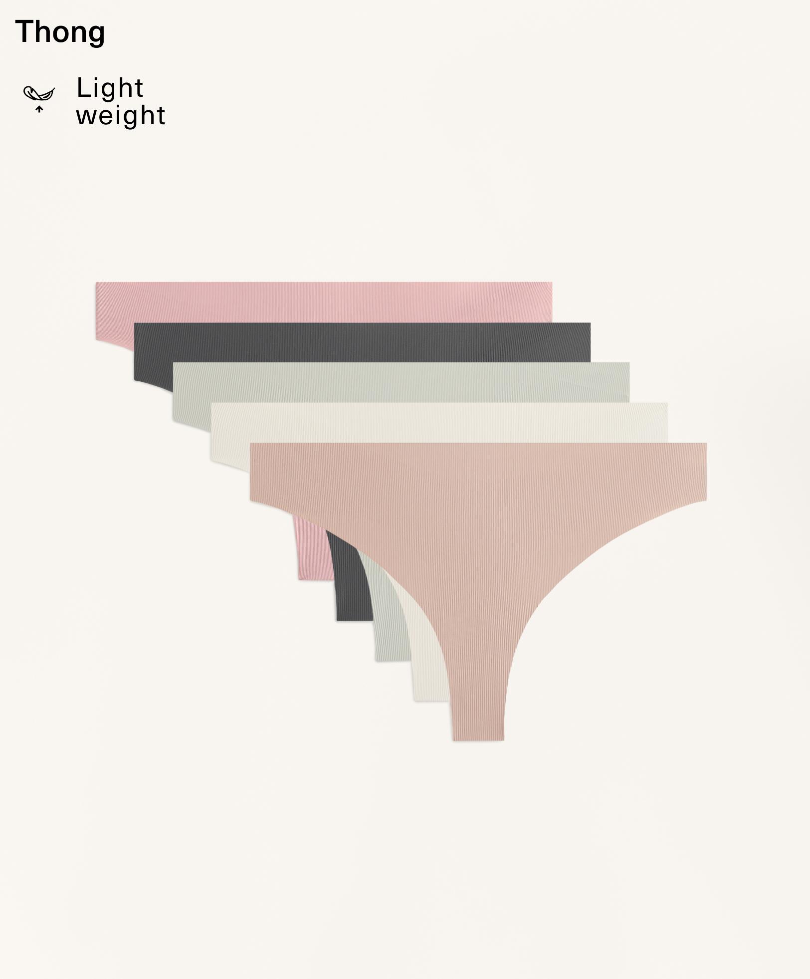 5 سراويل داخلية ثونغ من مزيج البولي أميد خفيفة الوزن مقصوصة بالليزر