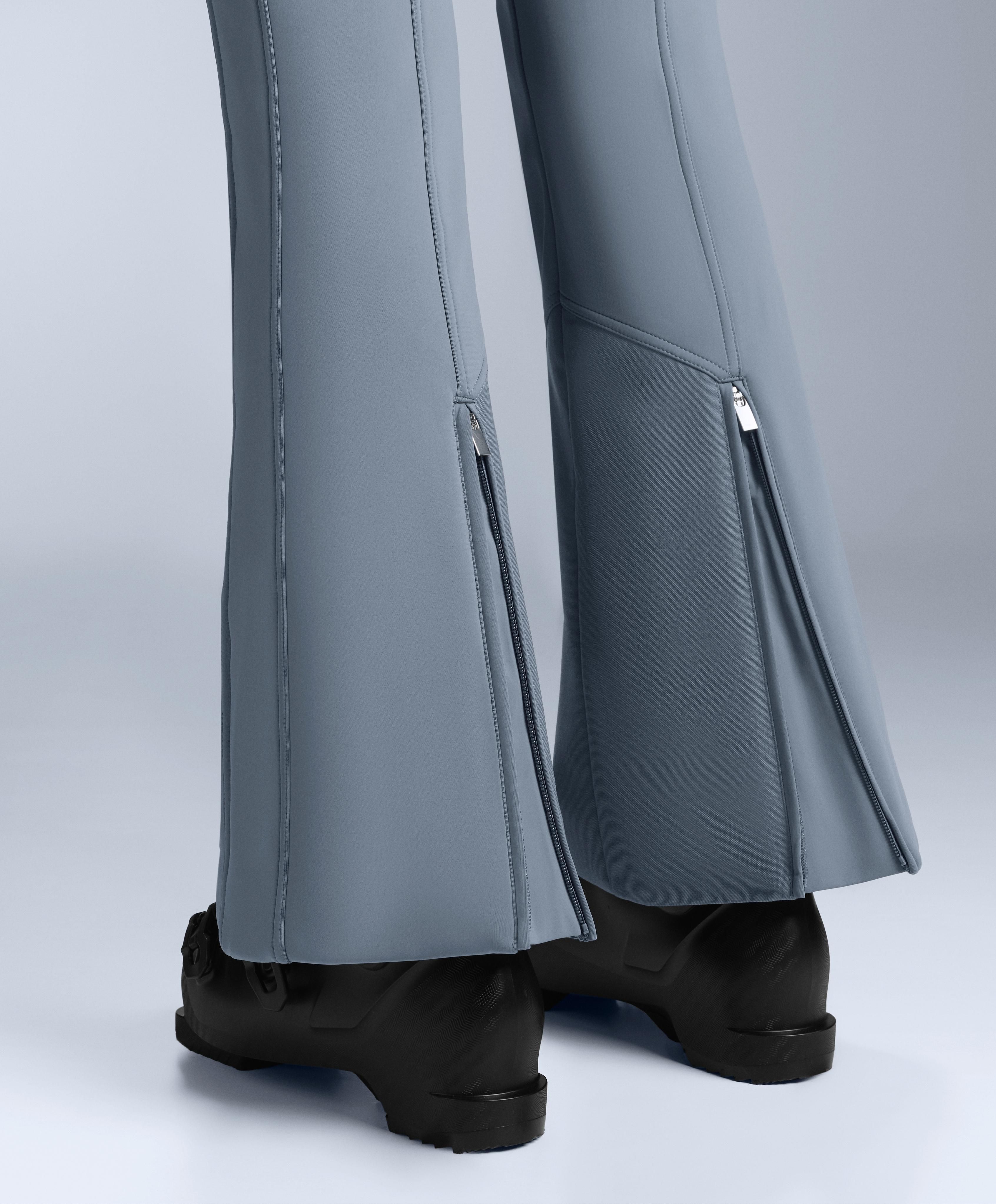 Water-resistant high-rise flare stretch SKI trousers — GREY-BLUE