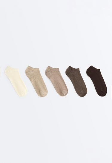5 pairs of cotton-blend sneaker socks — SAND MELANGE 1