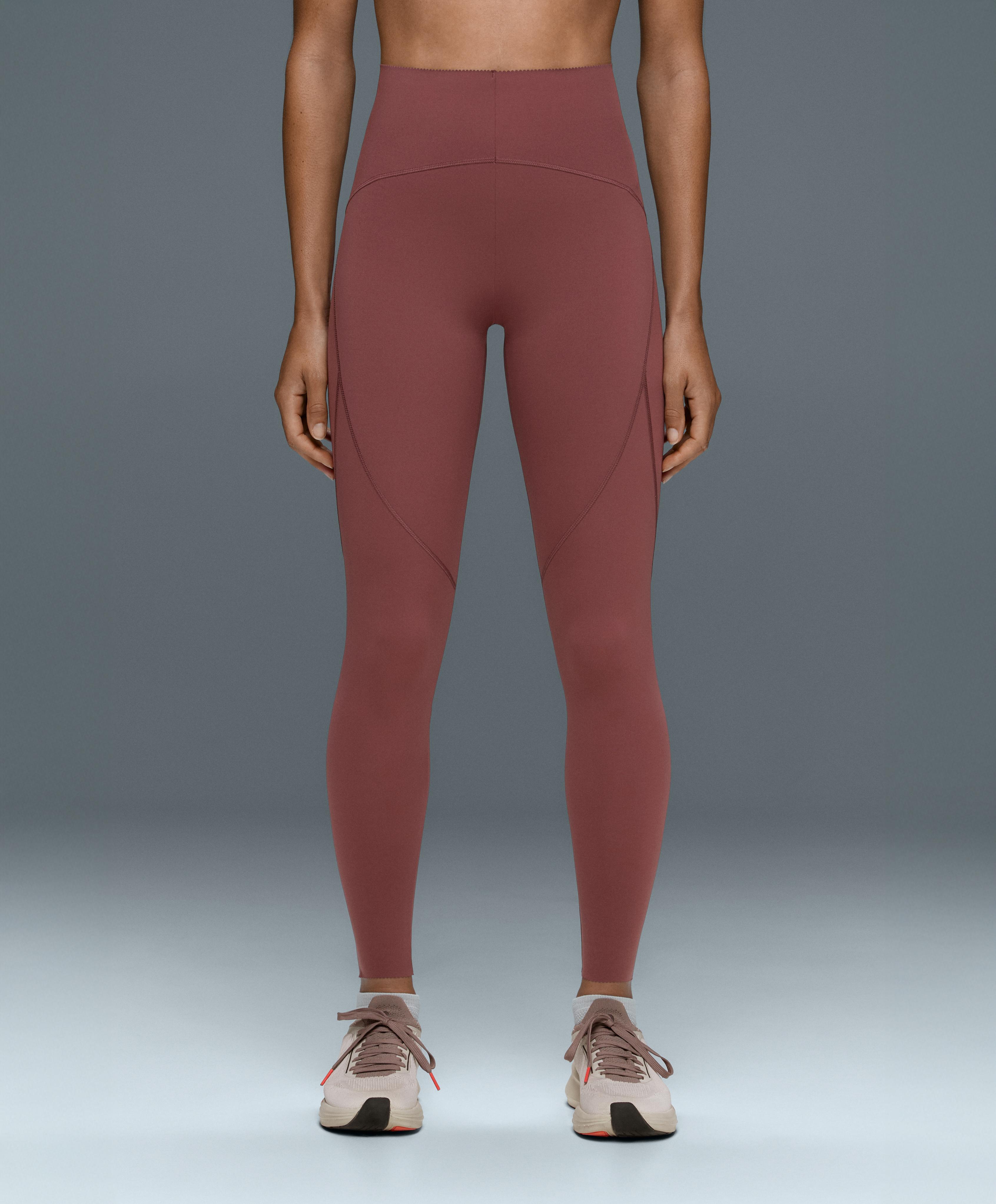 Basic compressive high-waisted ankle-length leggings — FADED BURGUNDY