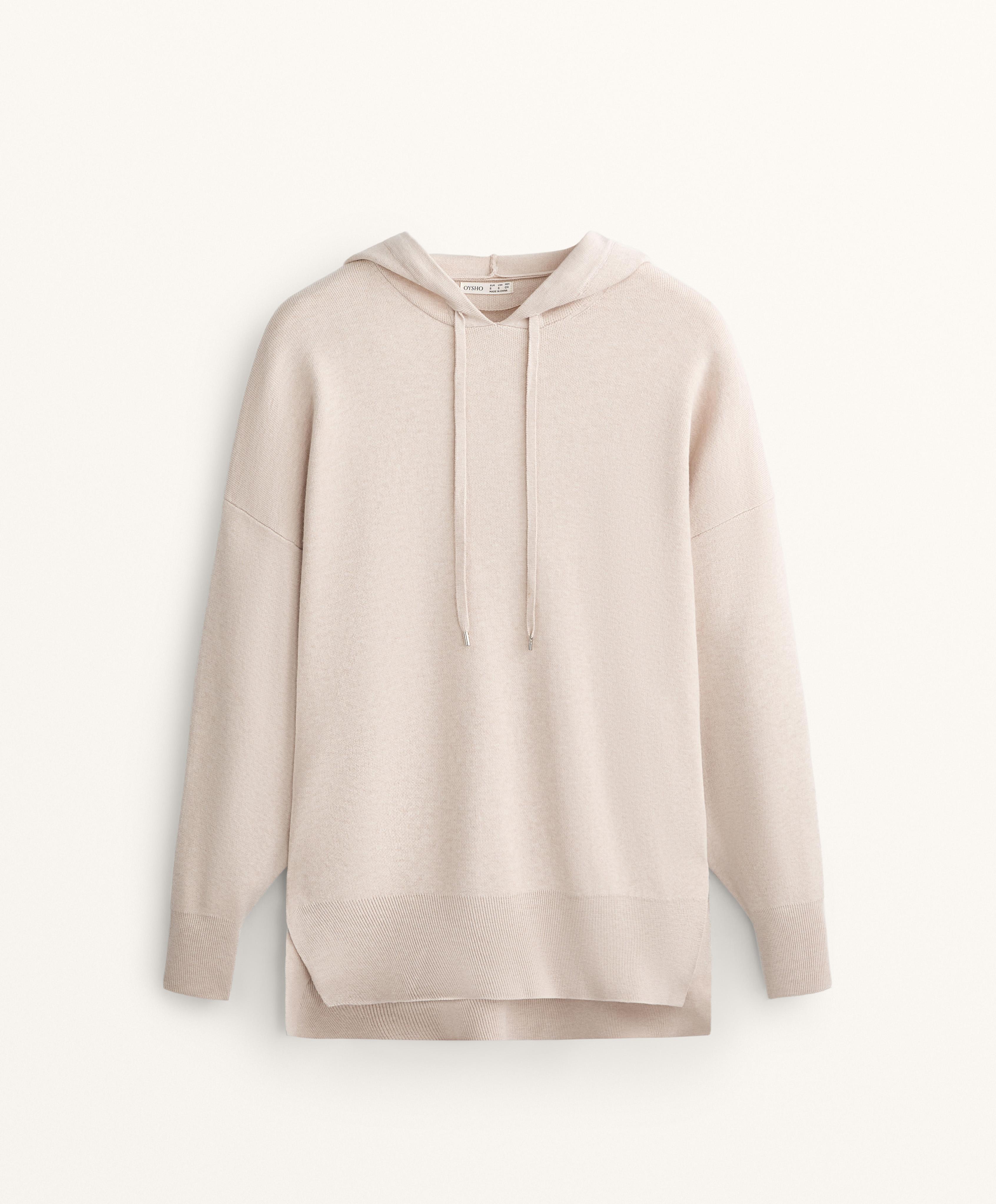 Camisola de malha comprida com capuz Camisola de malha comprida com capuz