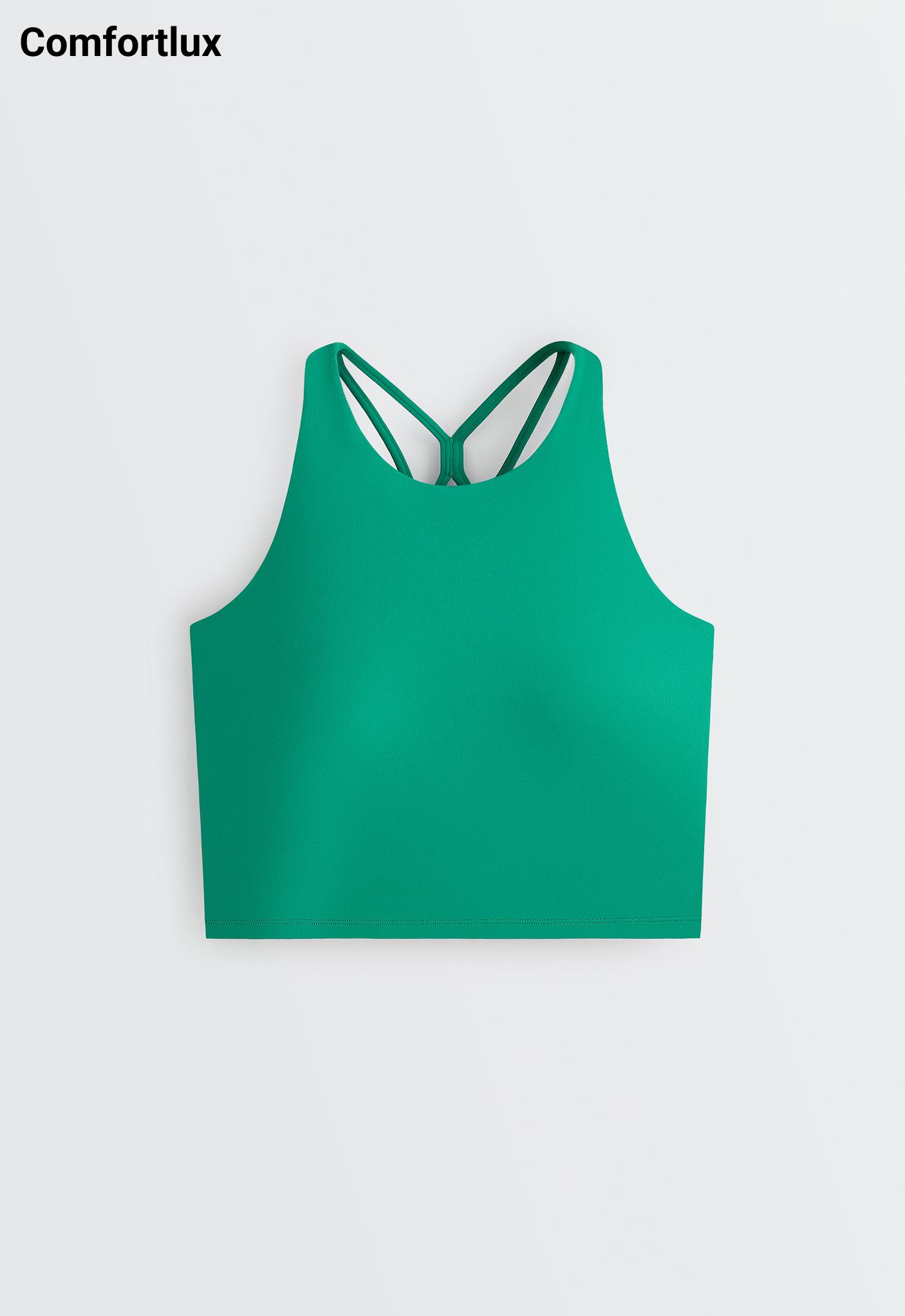 Comfortlux strappy tank top with cups — EMERALD GREEN