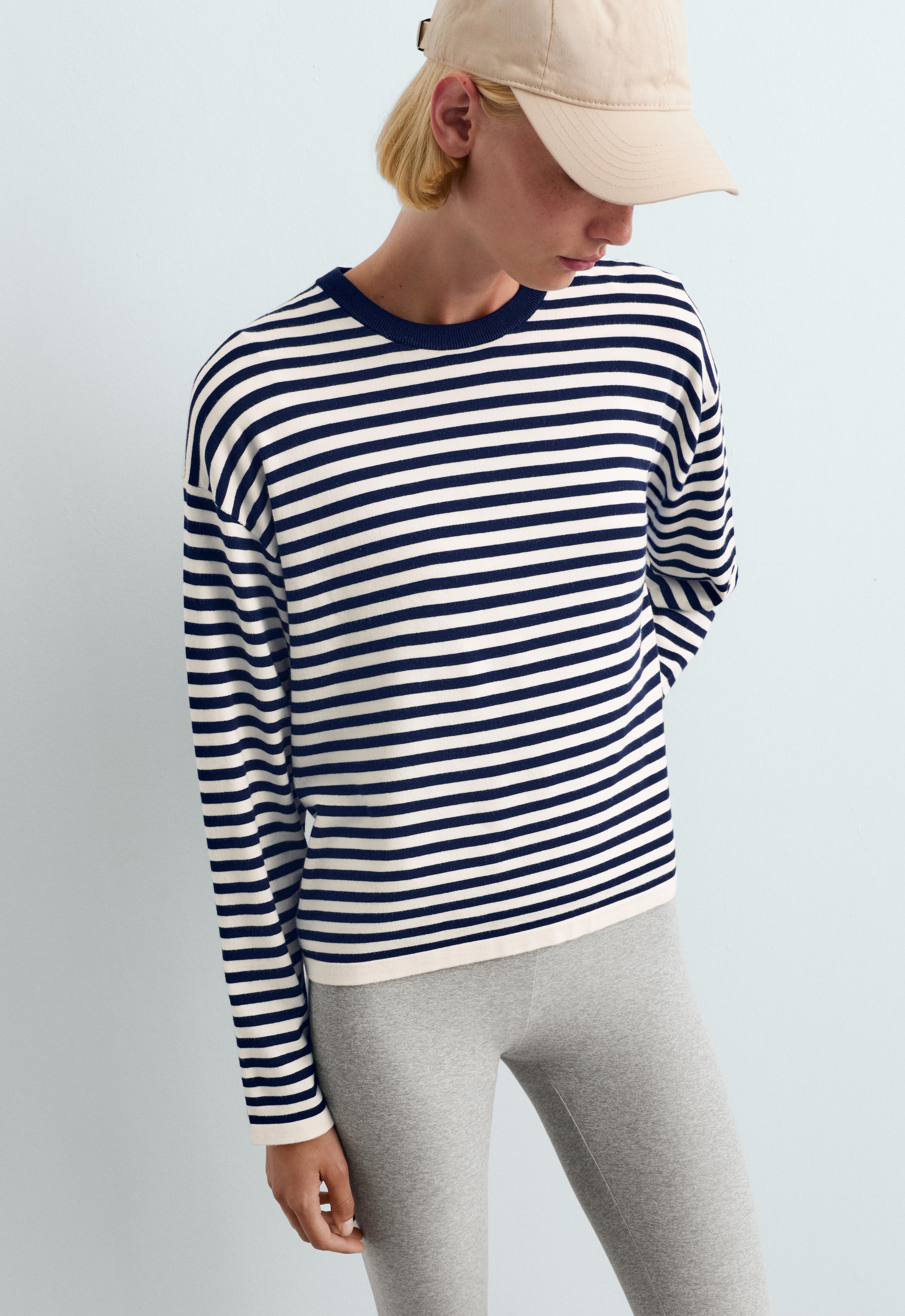 Fine knit striped jumper — PALE ECRU