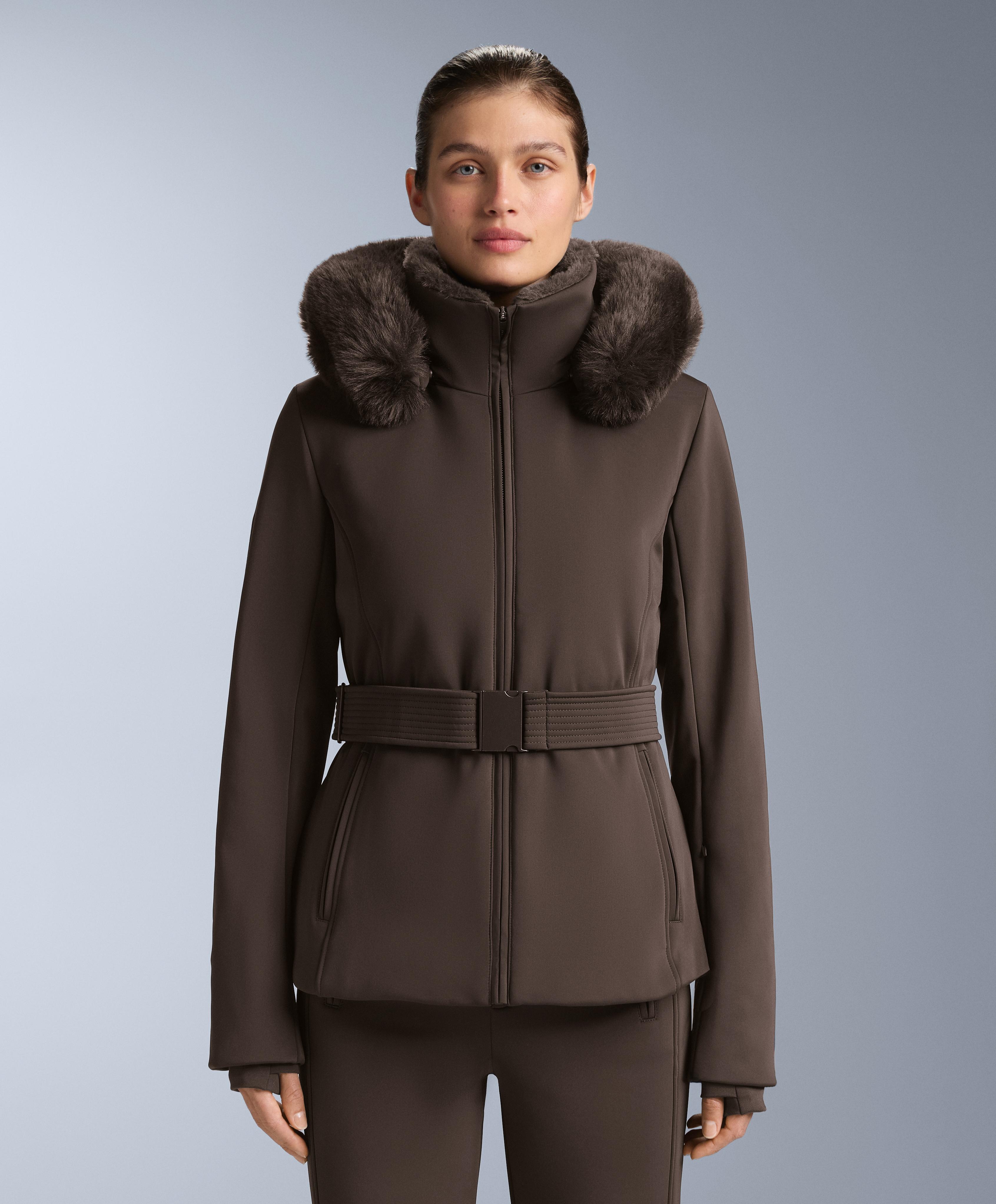 Primaloft® SKI water-resistant super-slim fit jacket — DARK BROWN
