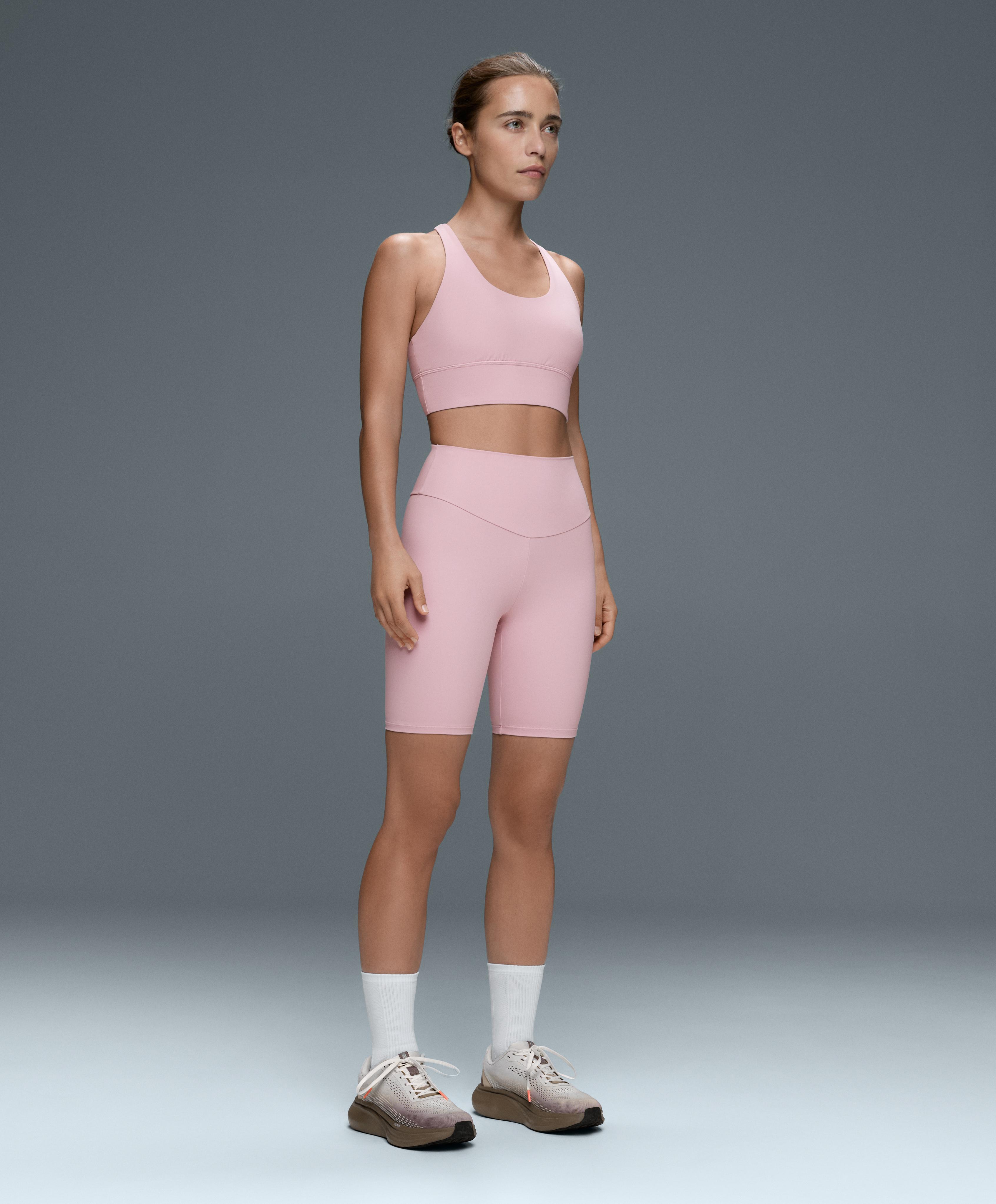 Comfortlux high-rise 20cm biker leggings — PALE PINK