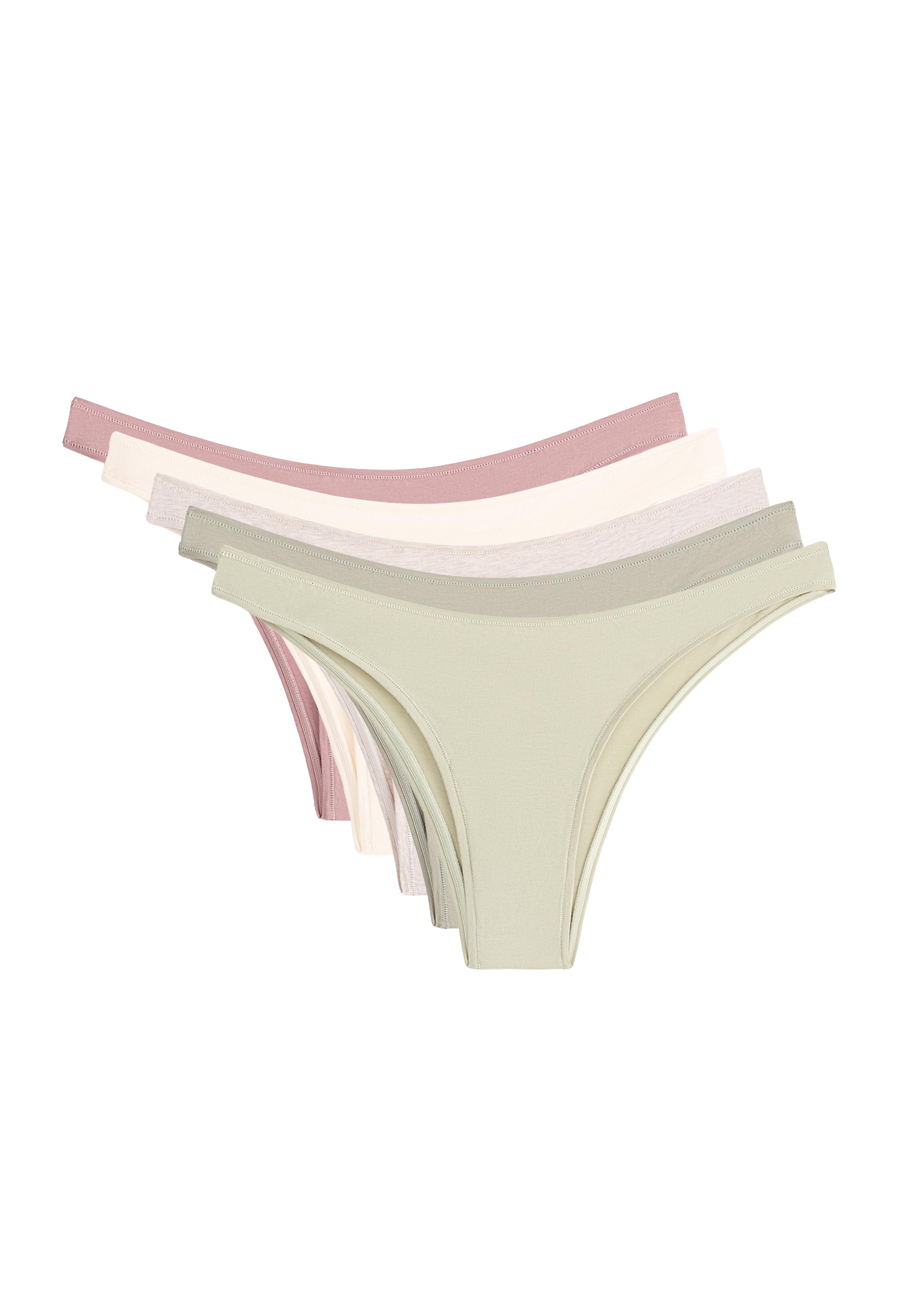5 cotton blend Brazilian briefs — KHAKI