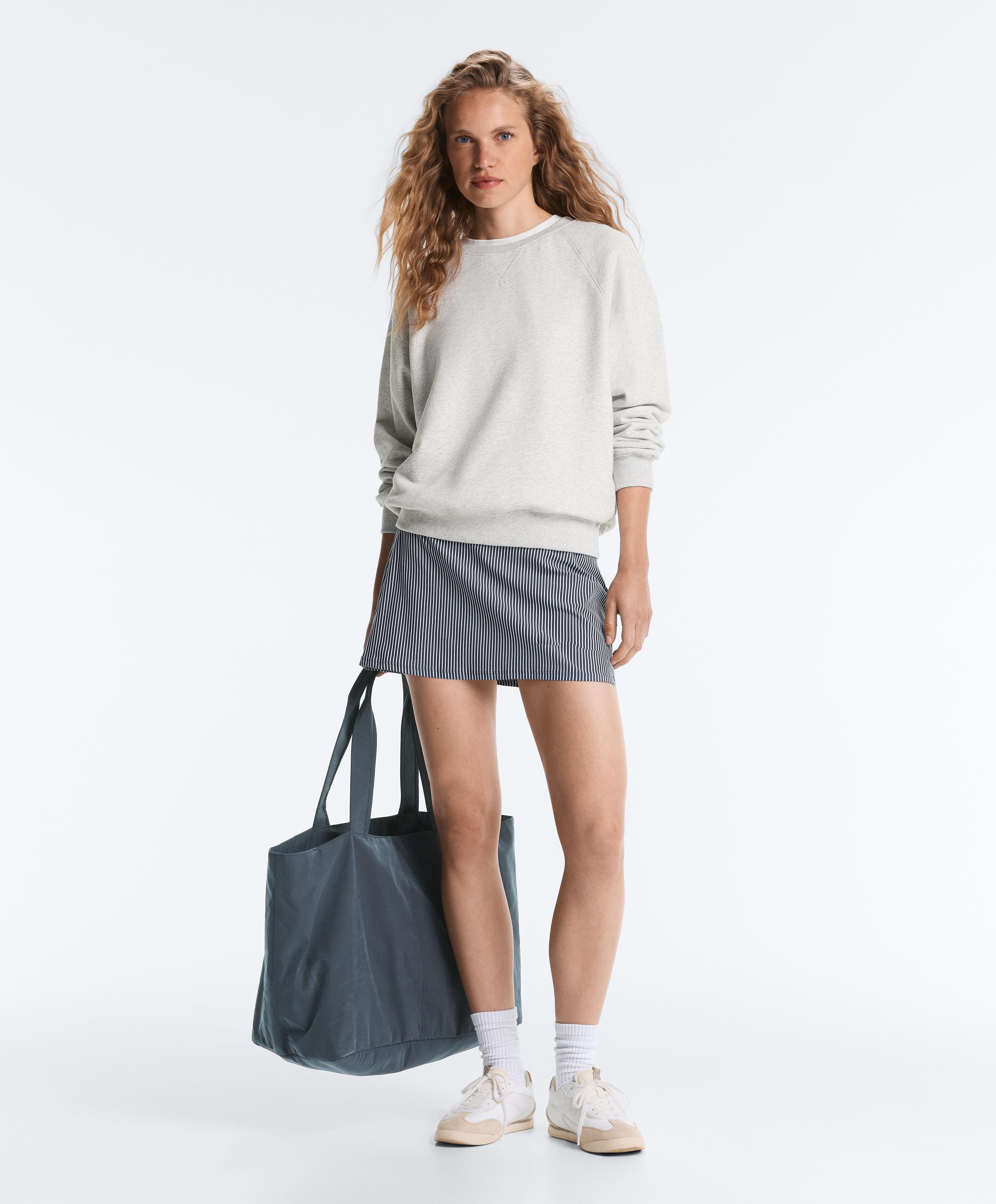 Evermove high rise striped short skirt — STEEL GREY
