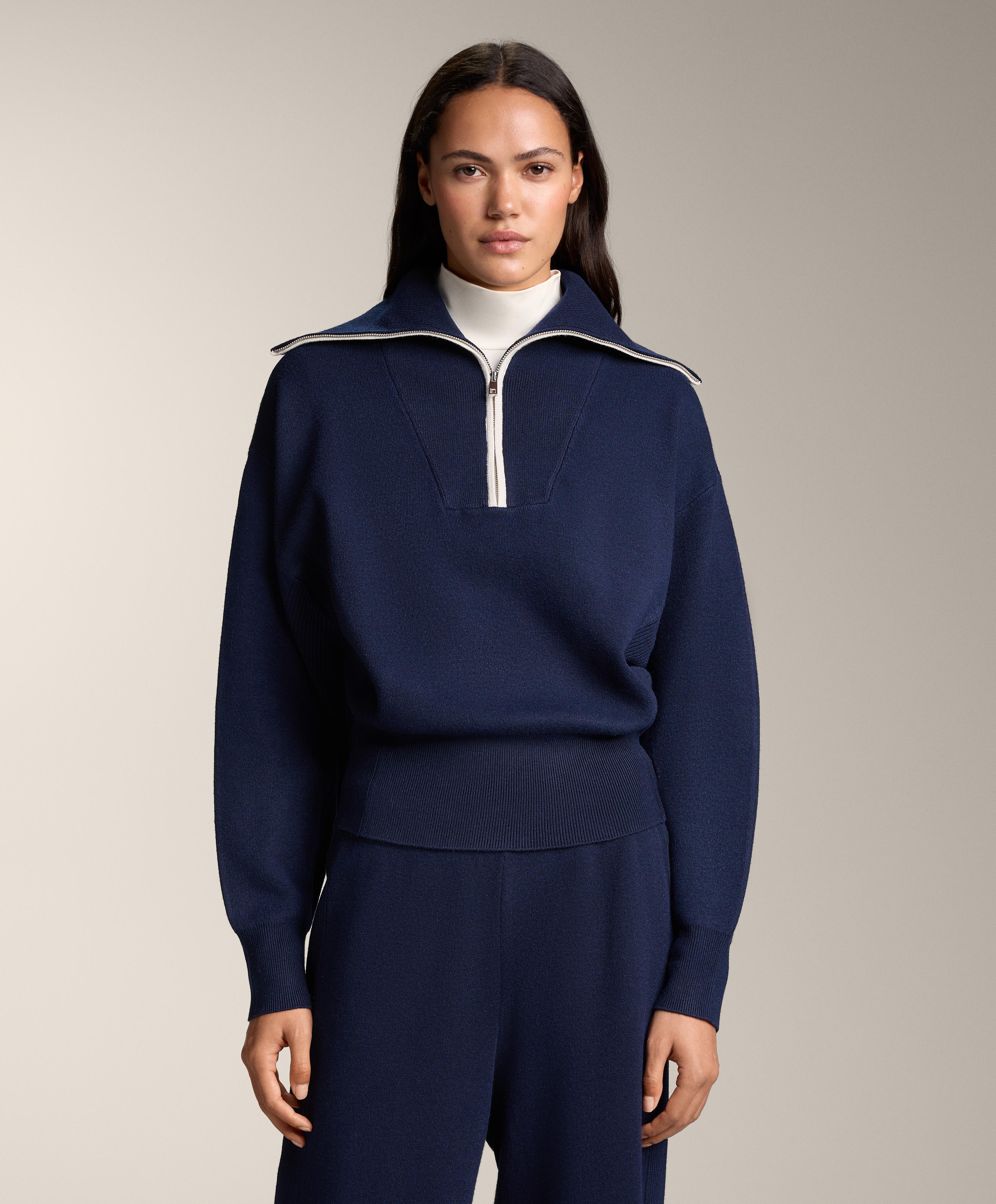 High-neck half-zip jumper
