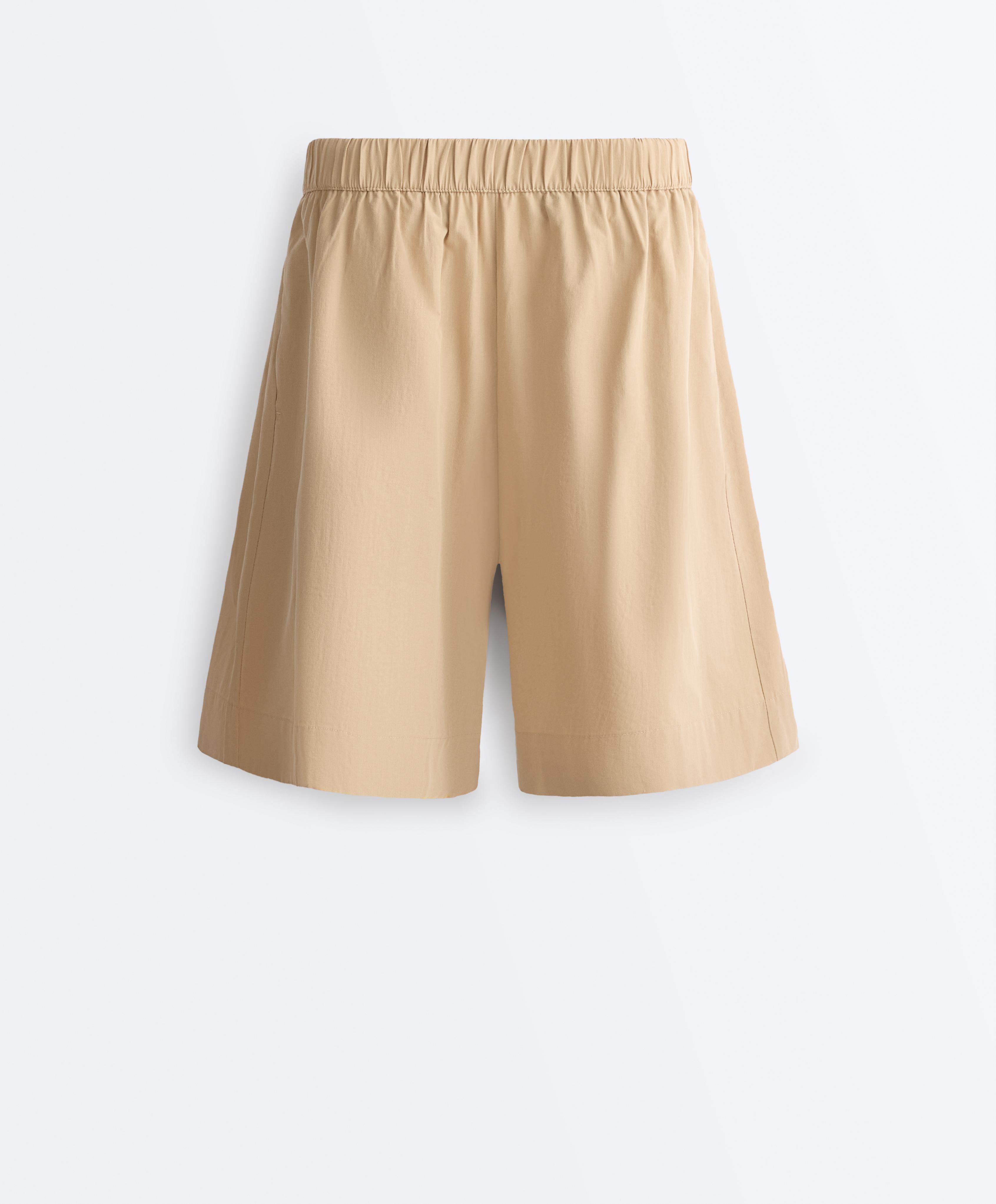 100% cotton Bermuda shorts — CAMEL