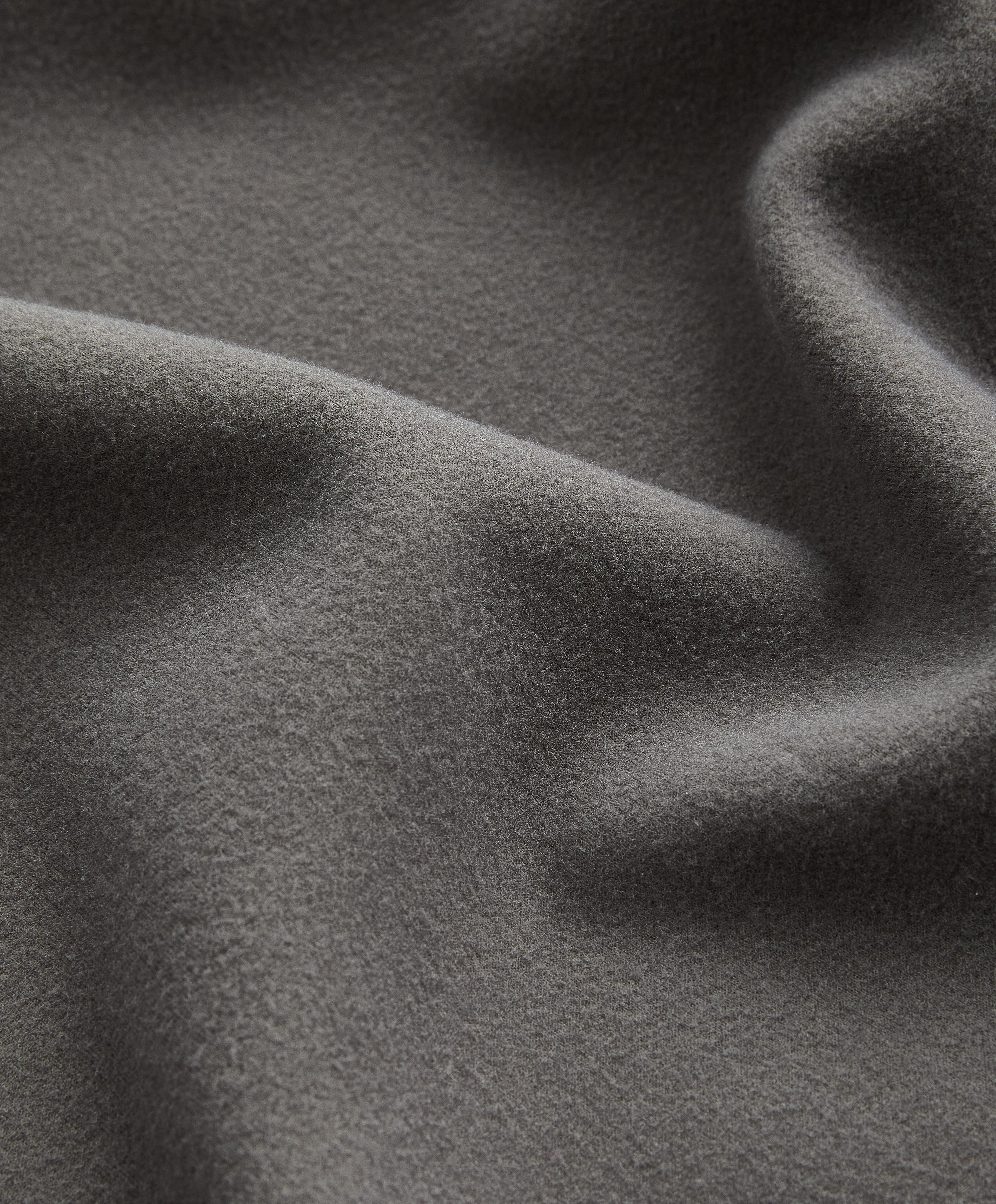 Long hooded jacket with rib details and brushed modal — CHARCOAL GREY
