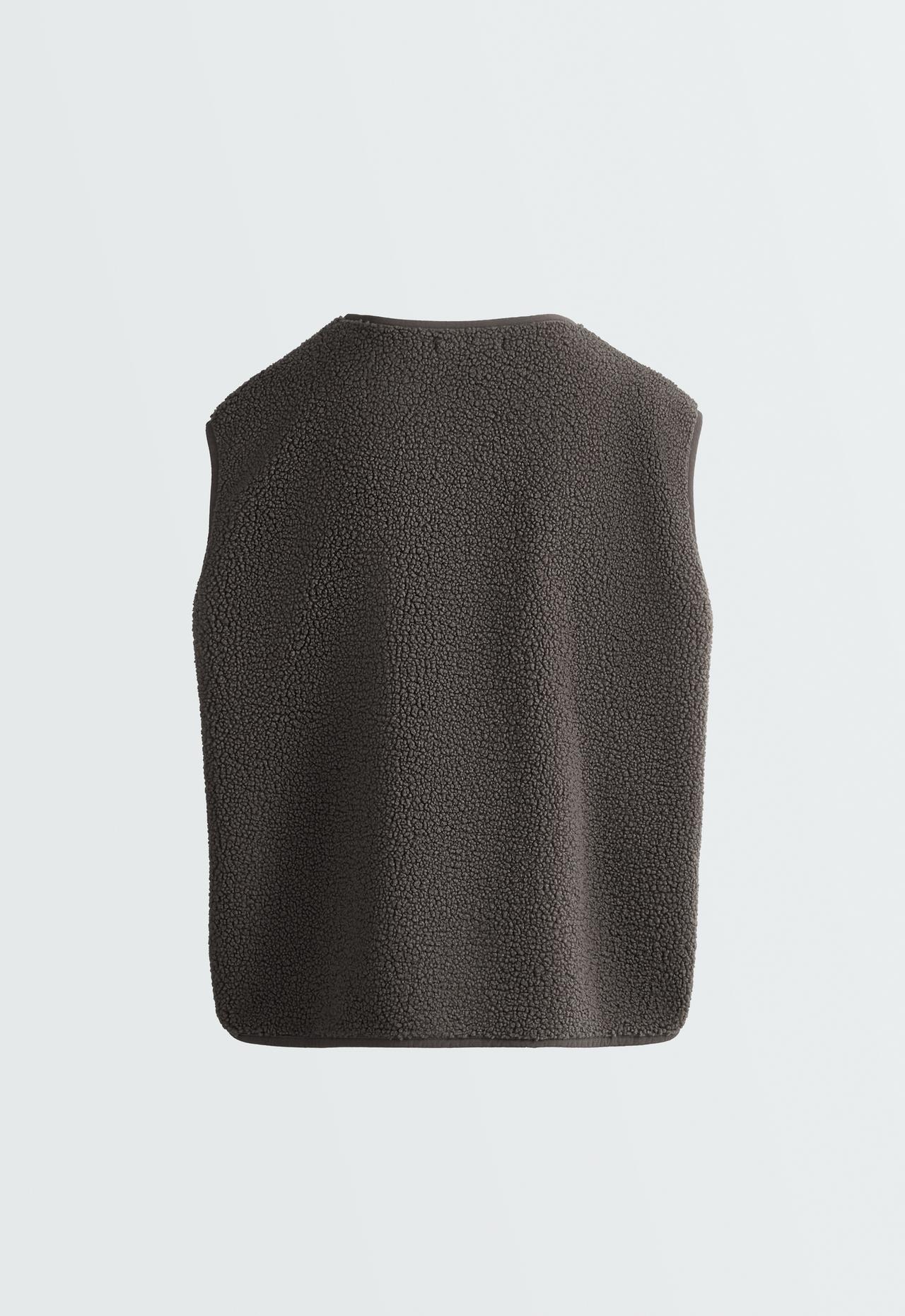 Faux-shearling gilet with zip — CHARCOAL GREY