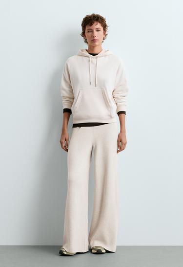 Waffle knit straight-leg trousers — PALE ASPHALT 1